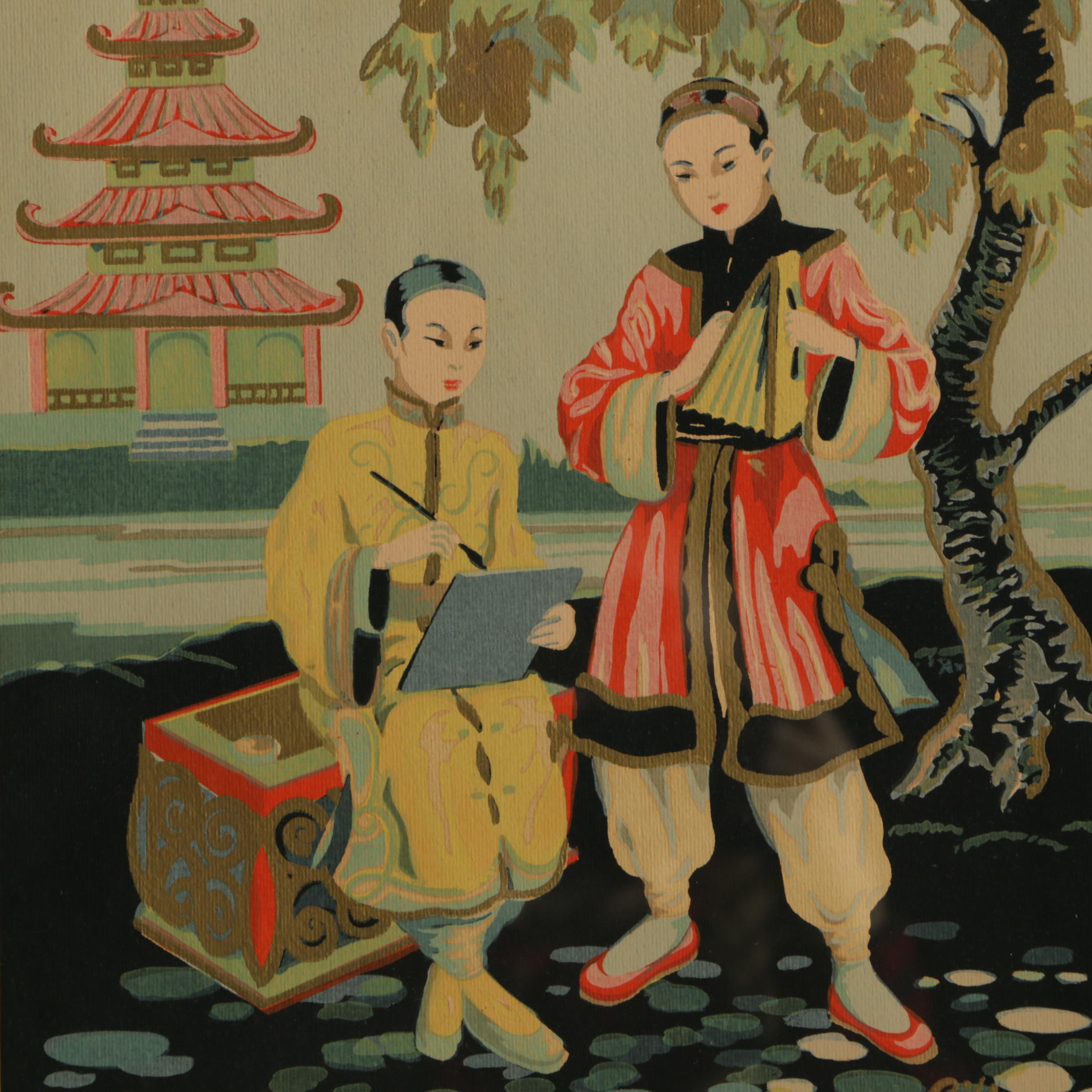 Cibro East Asian-Style Serigraphic Illustrations of Figures