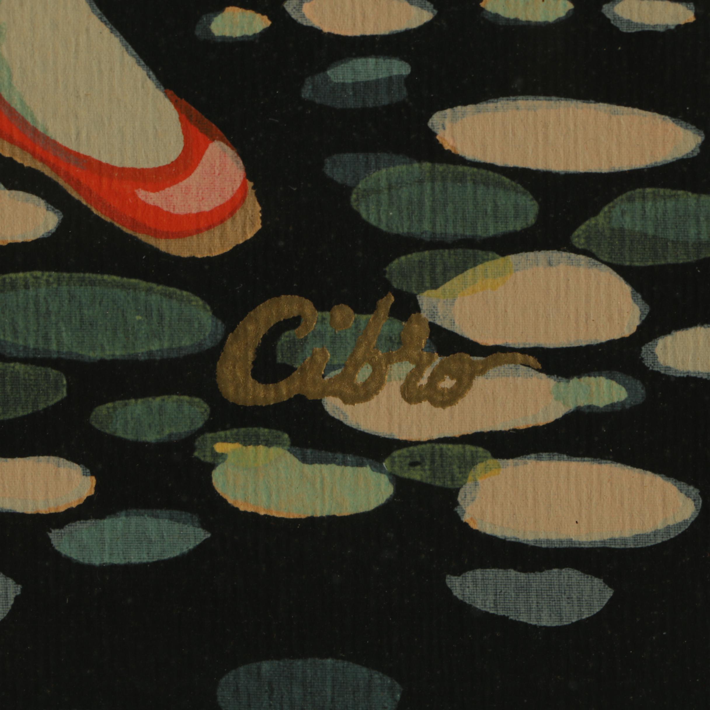 Cibro East Asian-Style Serigraphic Illustrations of Figures