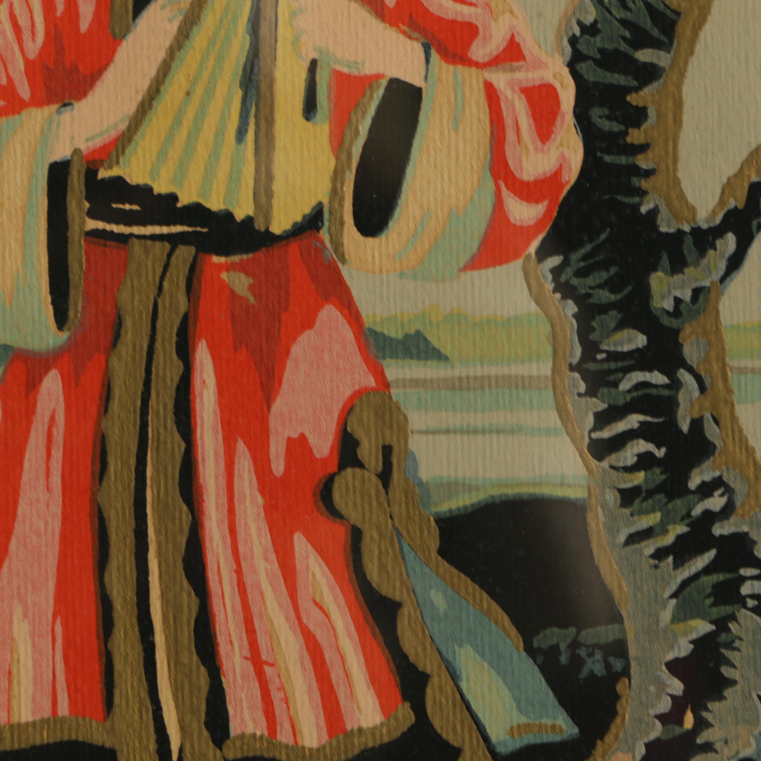 Cibro East Asian-Style Serigraphic Illustrations of Figures