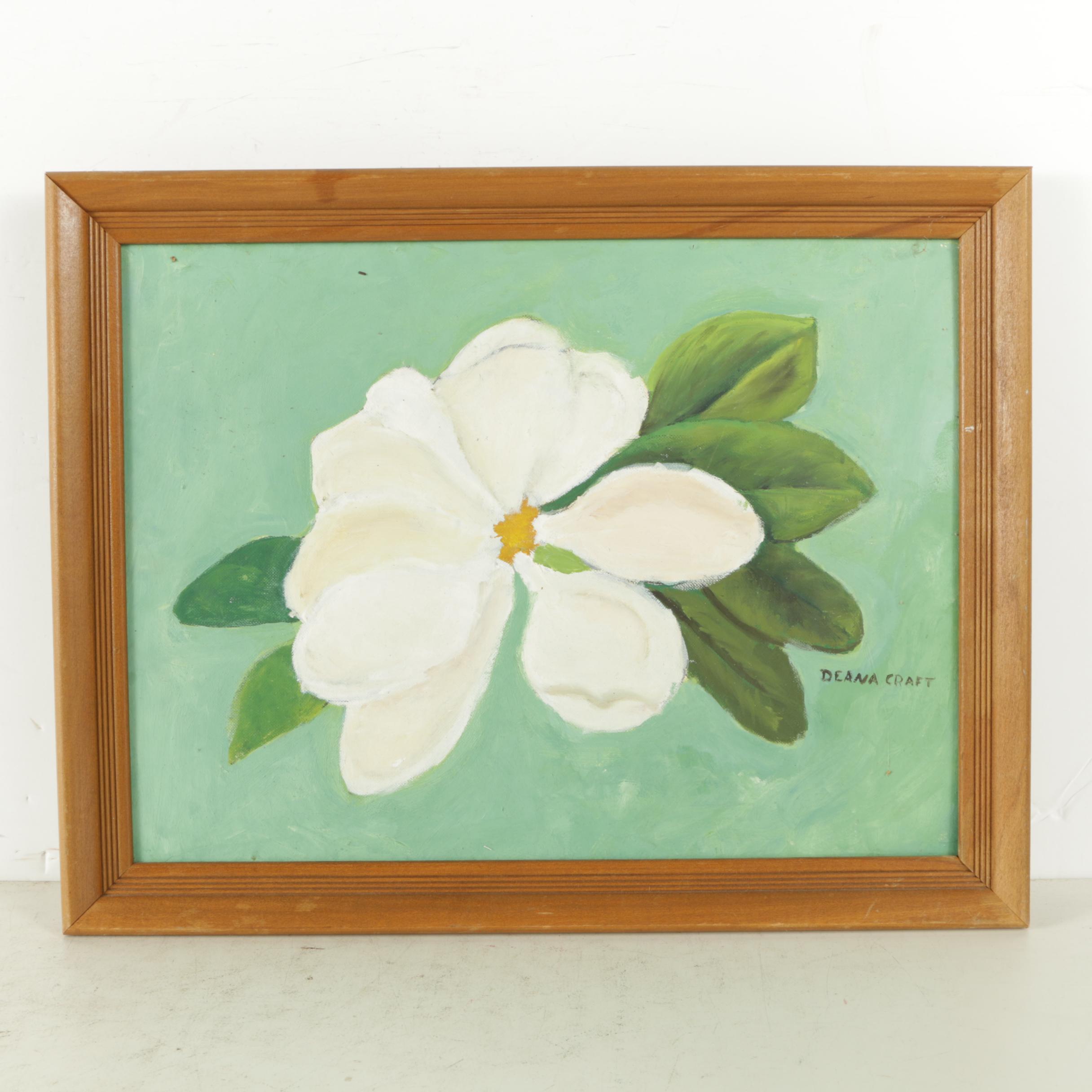 Oil Paintings on Canvas Board of Magnolias
