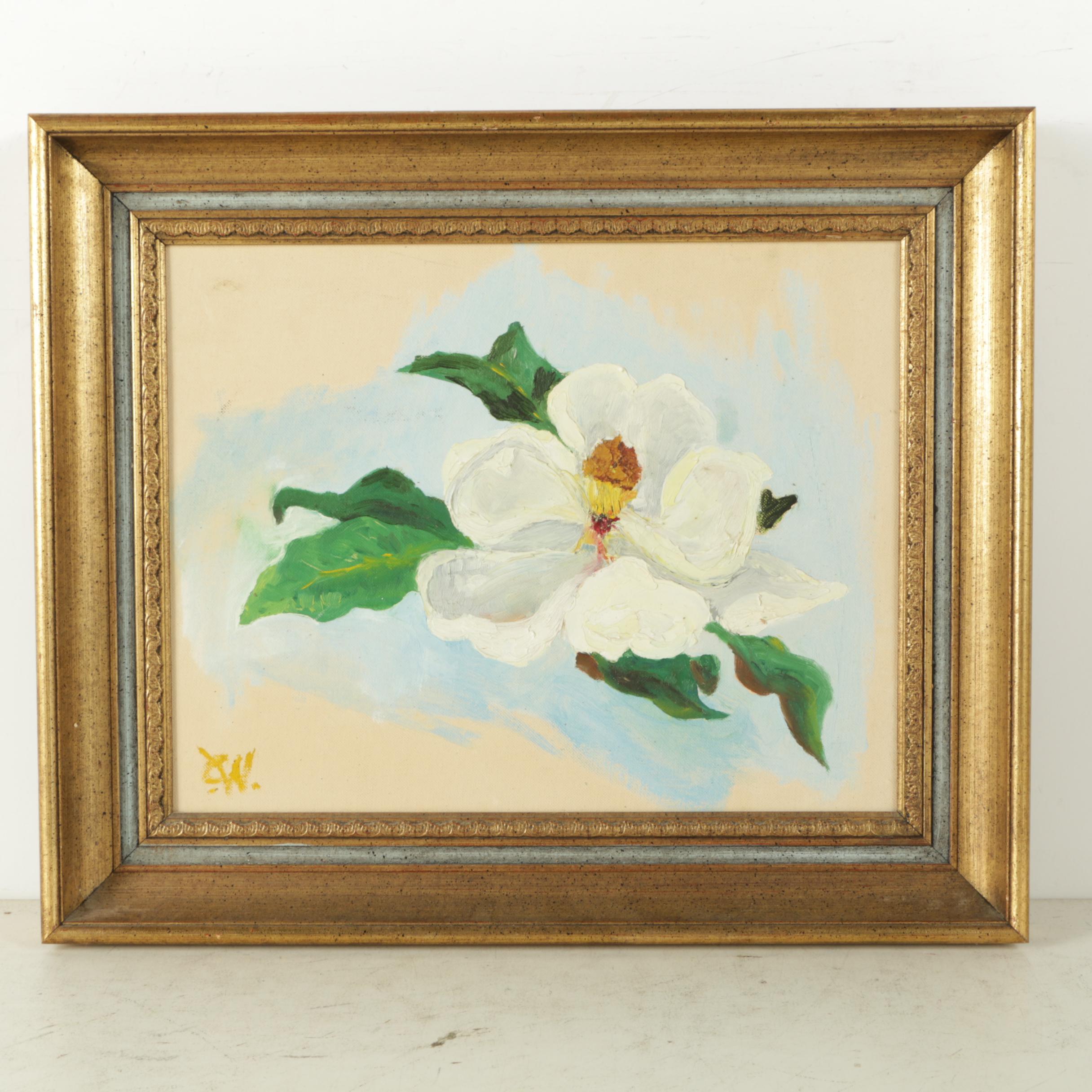 Oil Paintings on Canvas Board of Magnolias