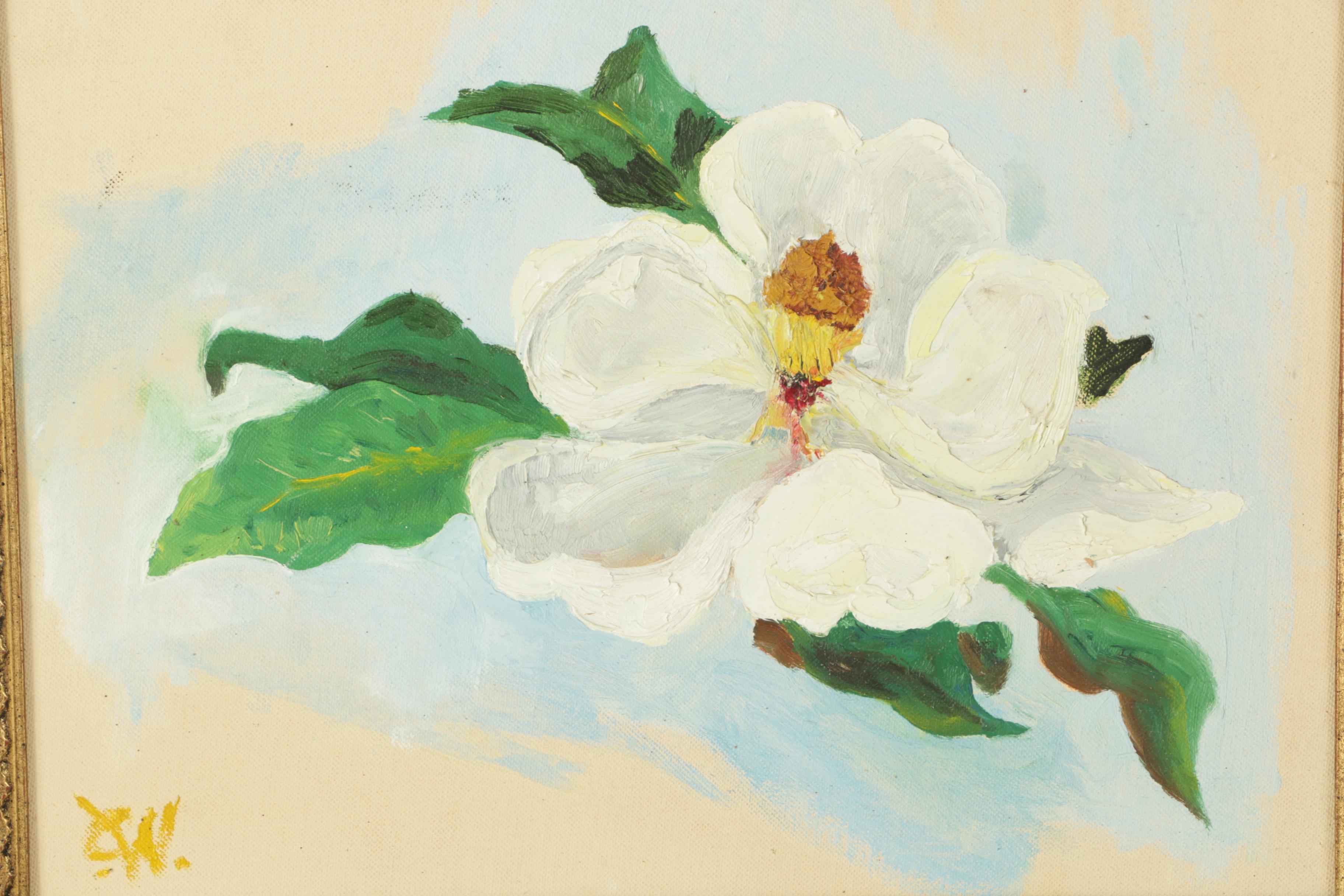 Oil Paintings on Canvas Board of Magnolias