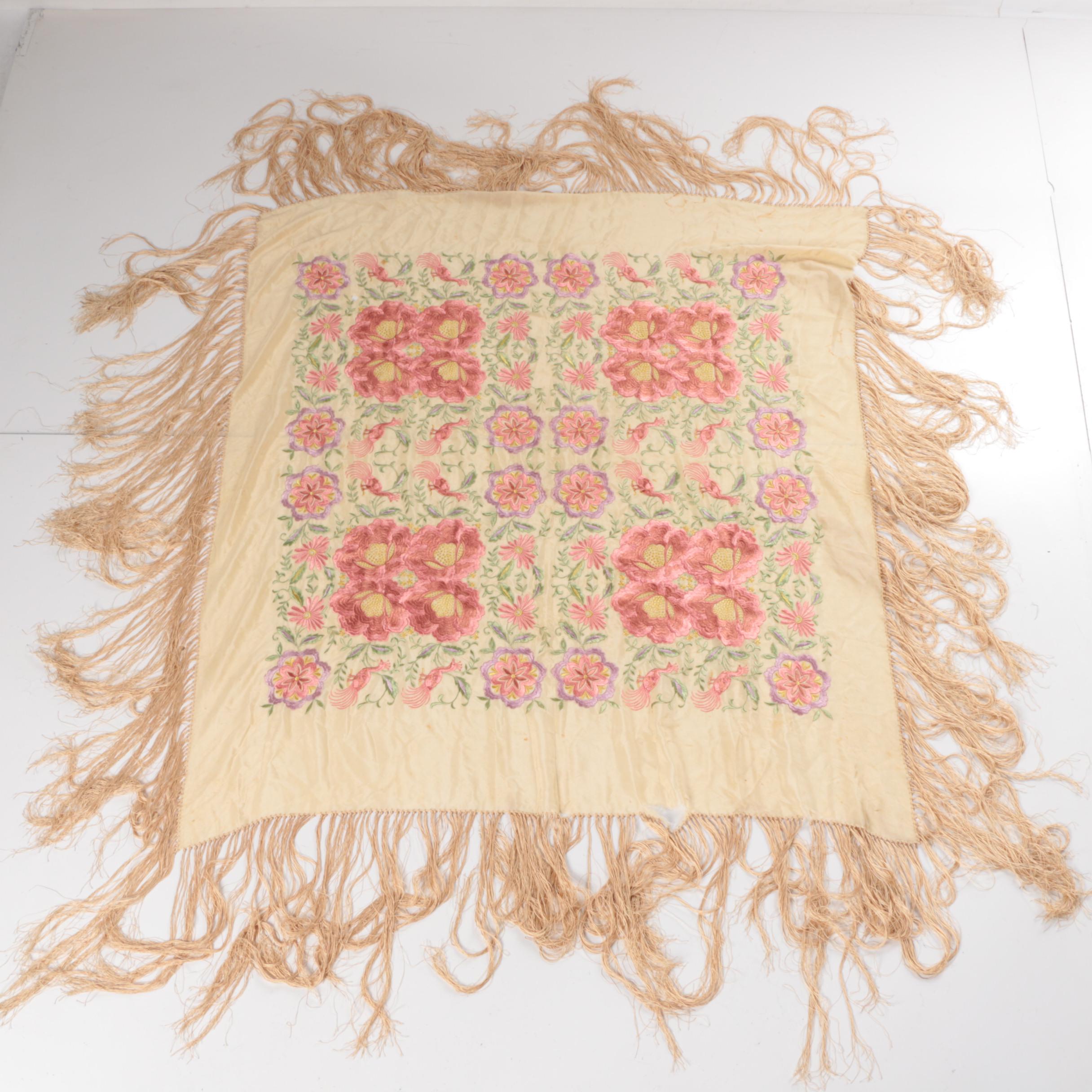 Floral Embroidered Piano Scarf