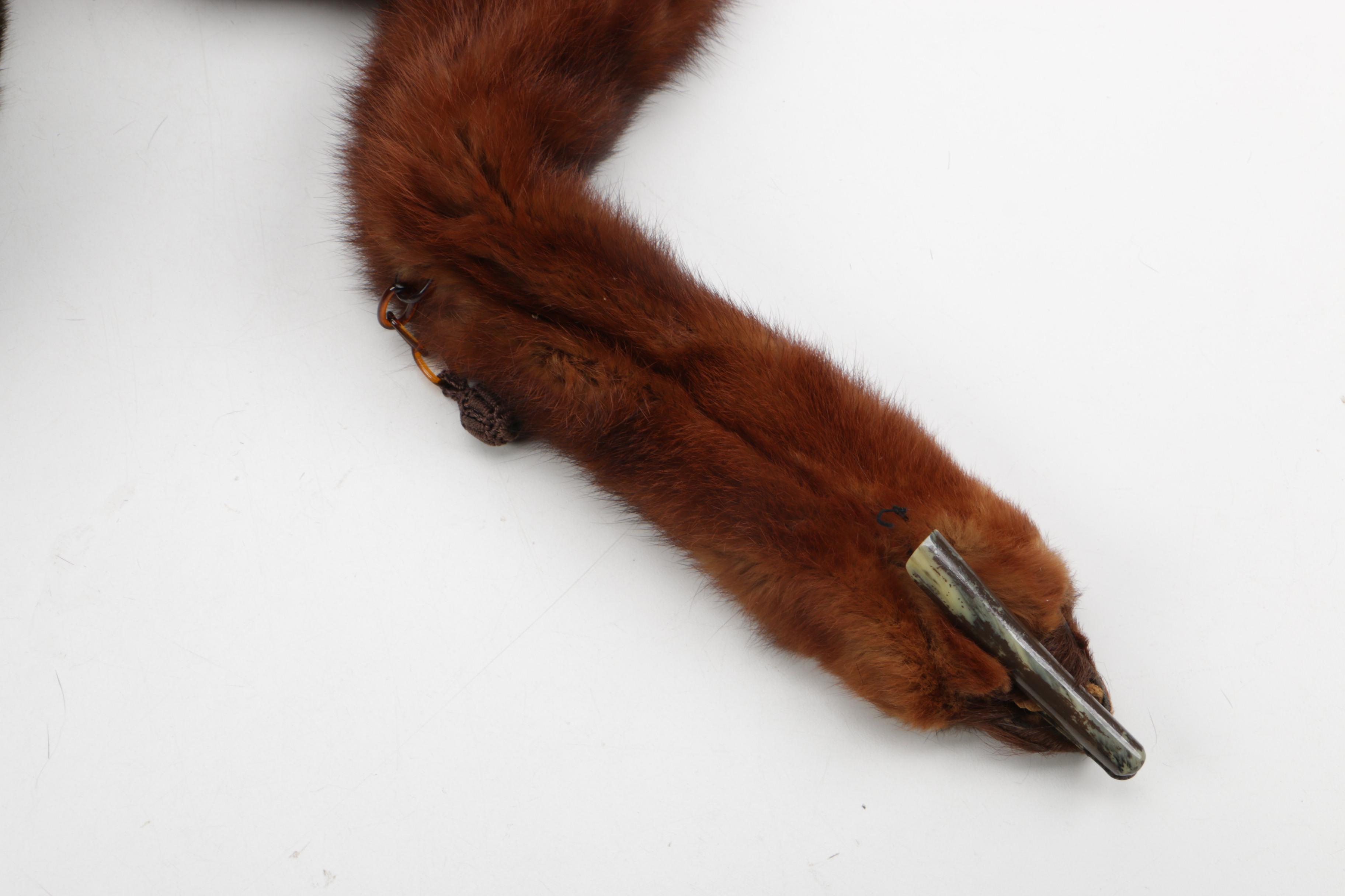 Vintage Brown Mink Fur Collar and Vintage Dyed Black Beaver Fur Muff