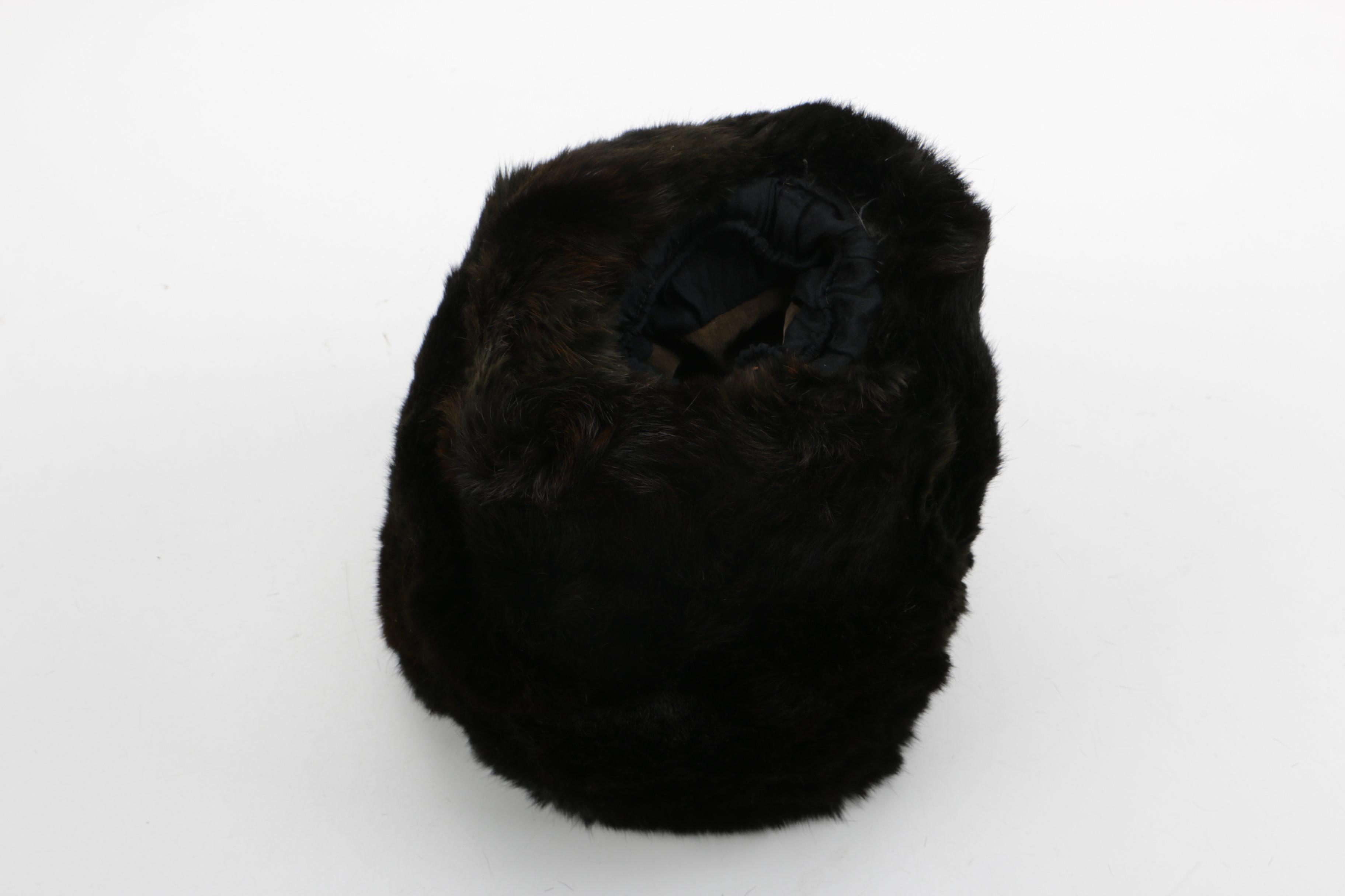 Vintage Brown Mink Fur Collar and Vintage Dyed Black Beaver Fur Muff