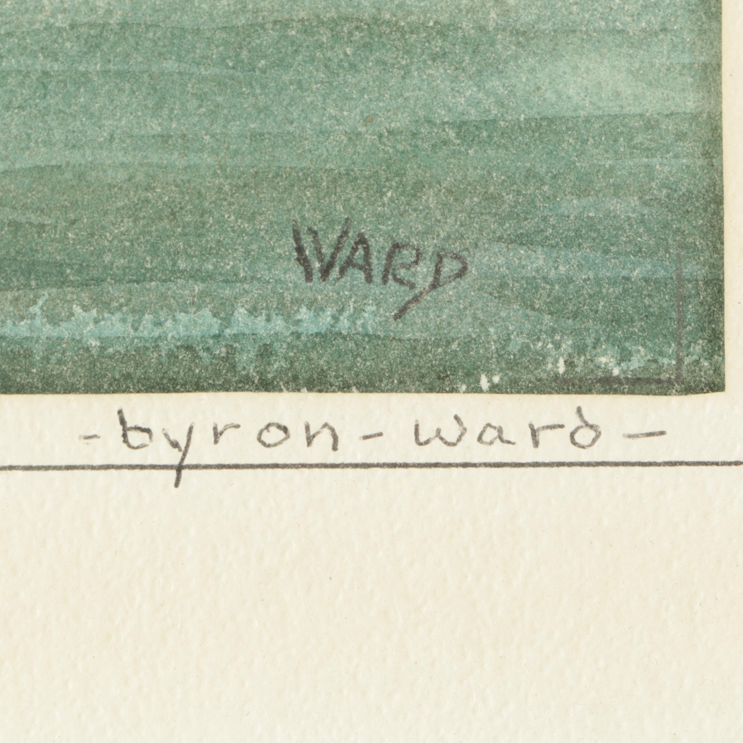 Byron Ward Watercolor Painting of a Landscape "Showers Over The Gulf"