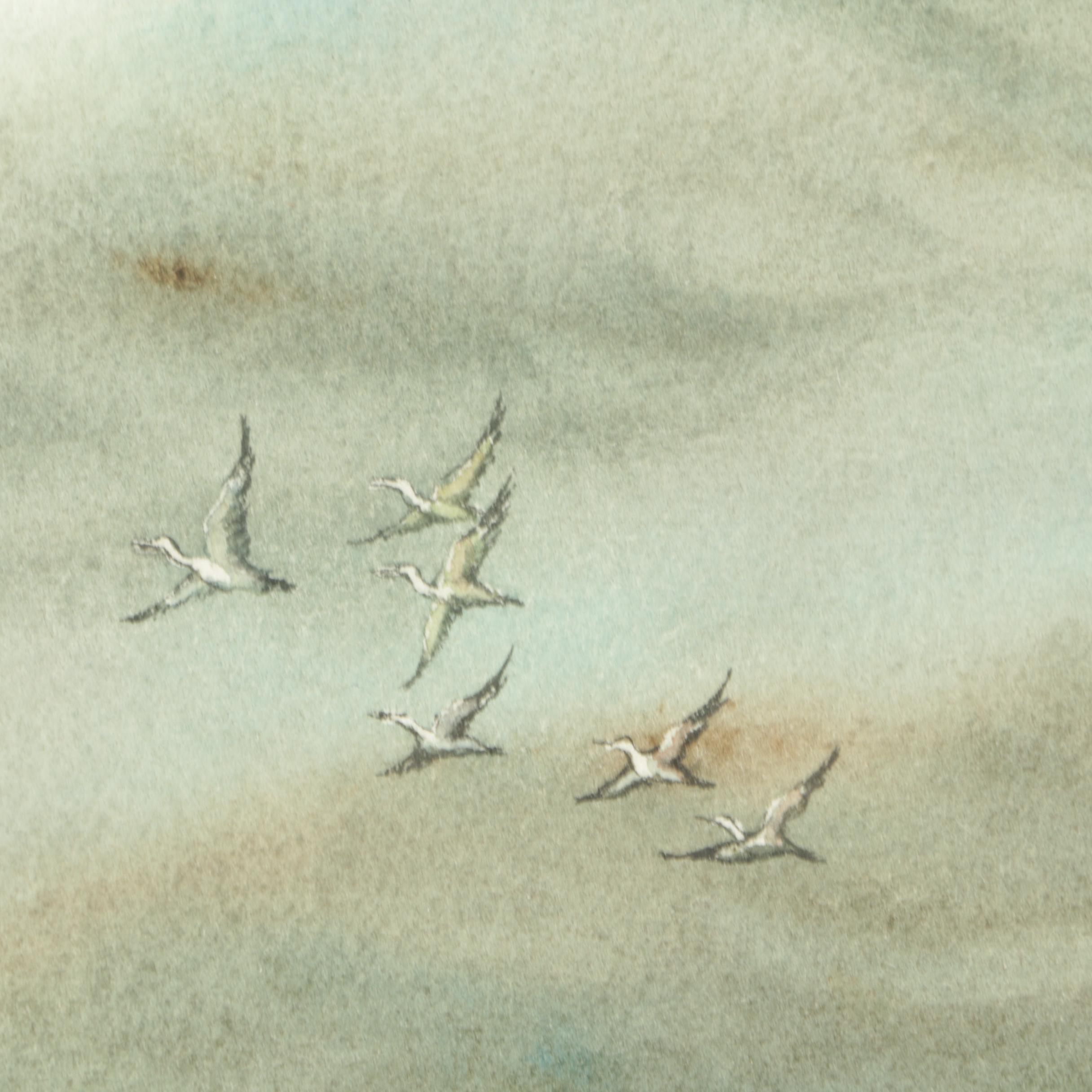 Byron Ward Watercolor Painting of a Landscape "Showers Over The Gulf"