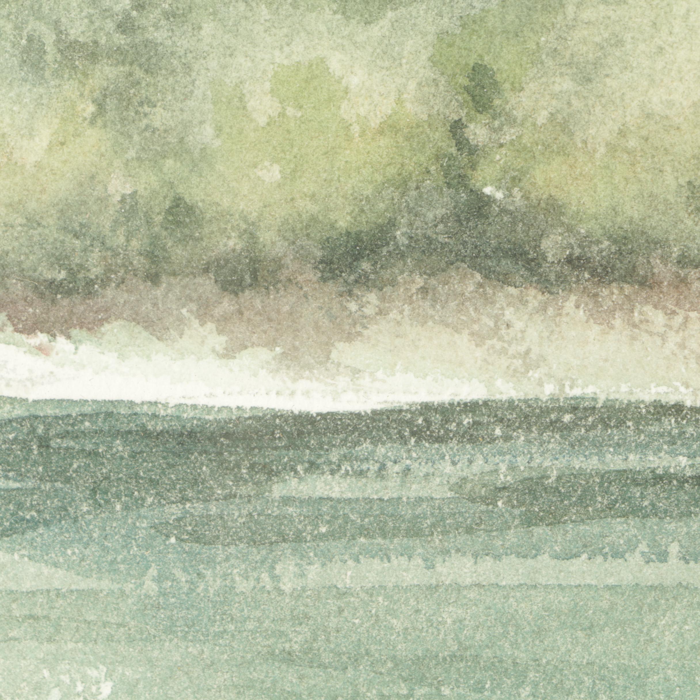 Byron Ward Watercolor Painting of a Landscape "Showers Over The Gulf"