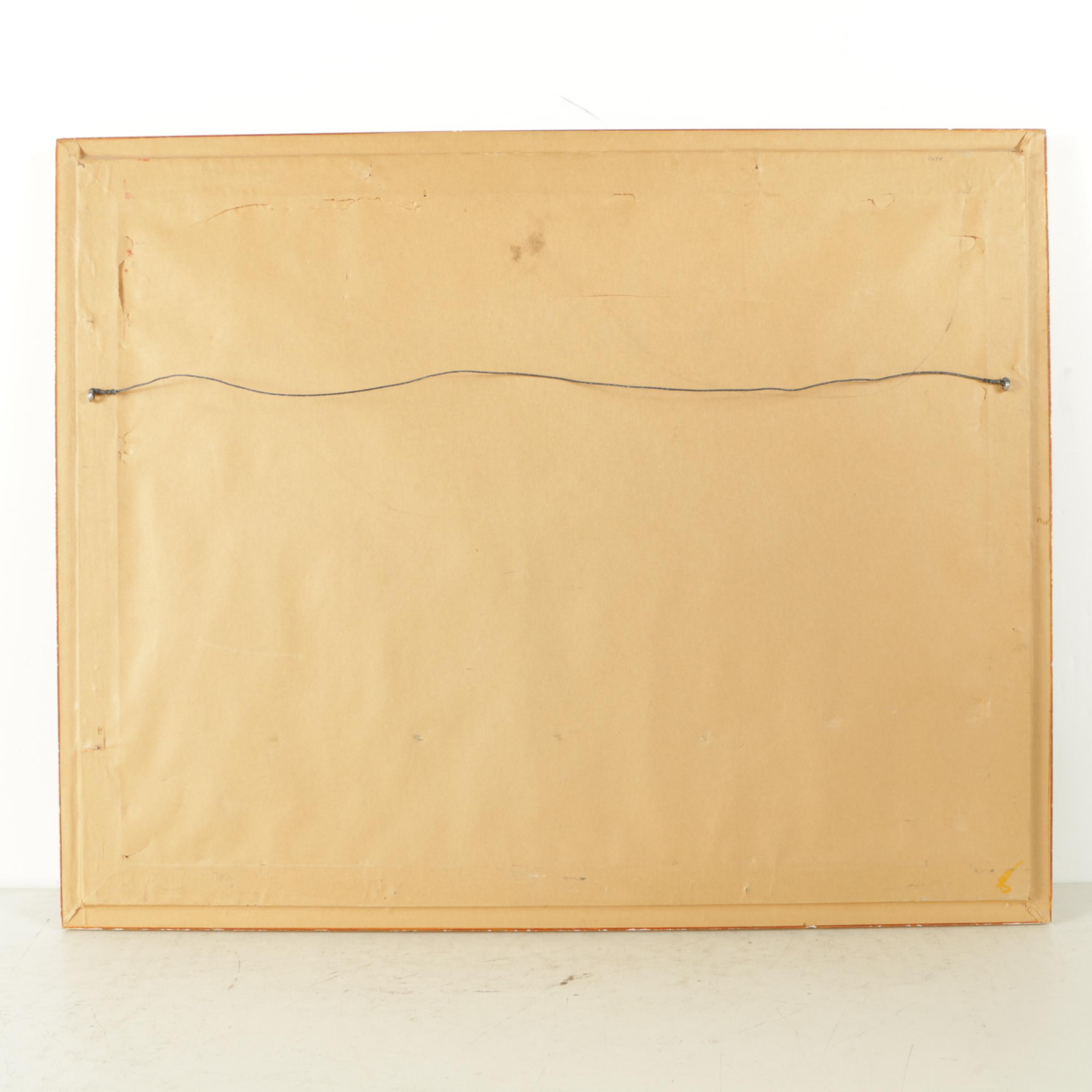 Amador 1965 Oil Painting on Canvas of a Seaside Village