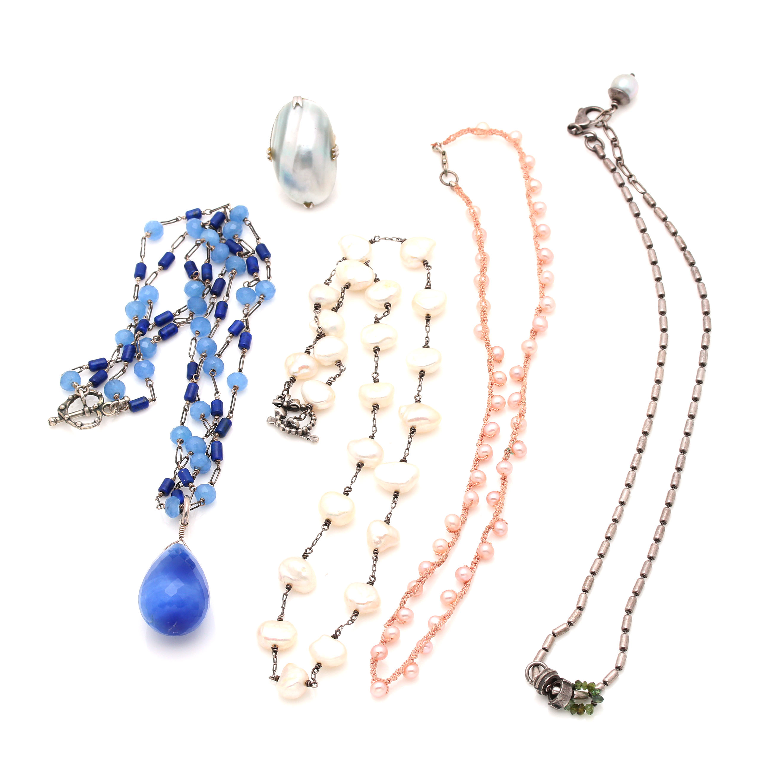 Grouping of Sterling Silver Jewelry Featuring a Beth Orduna Necklace