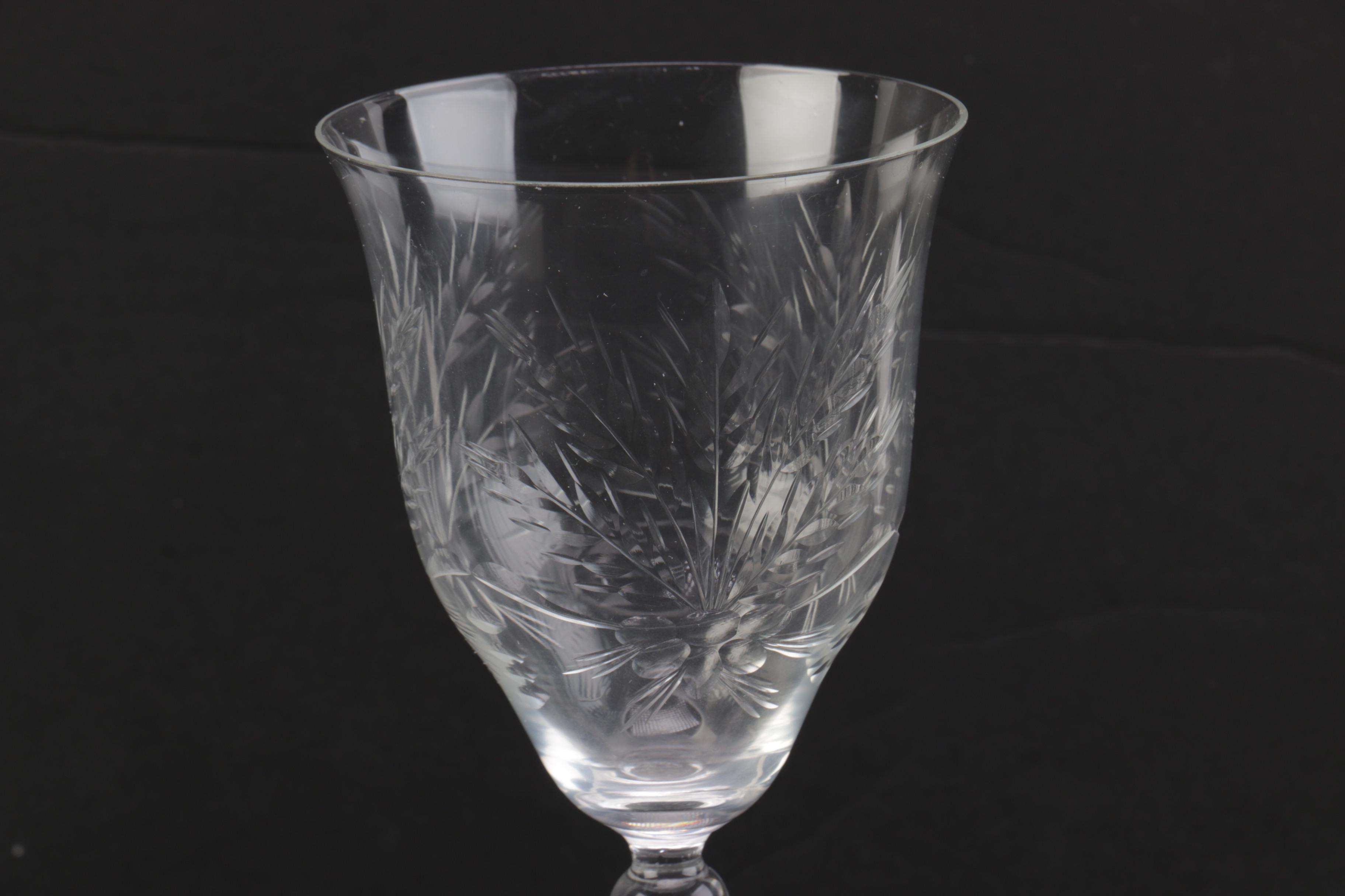 Four Cut Glass Wine Glasses