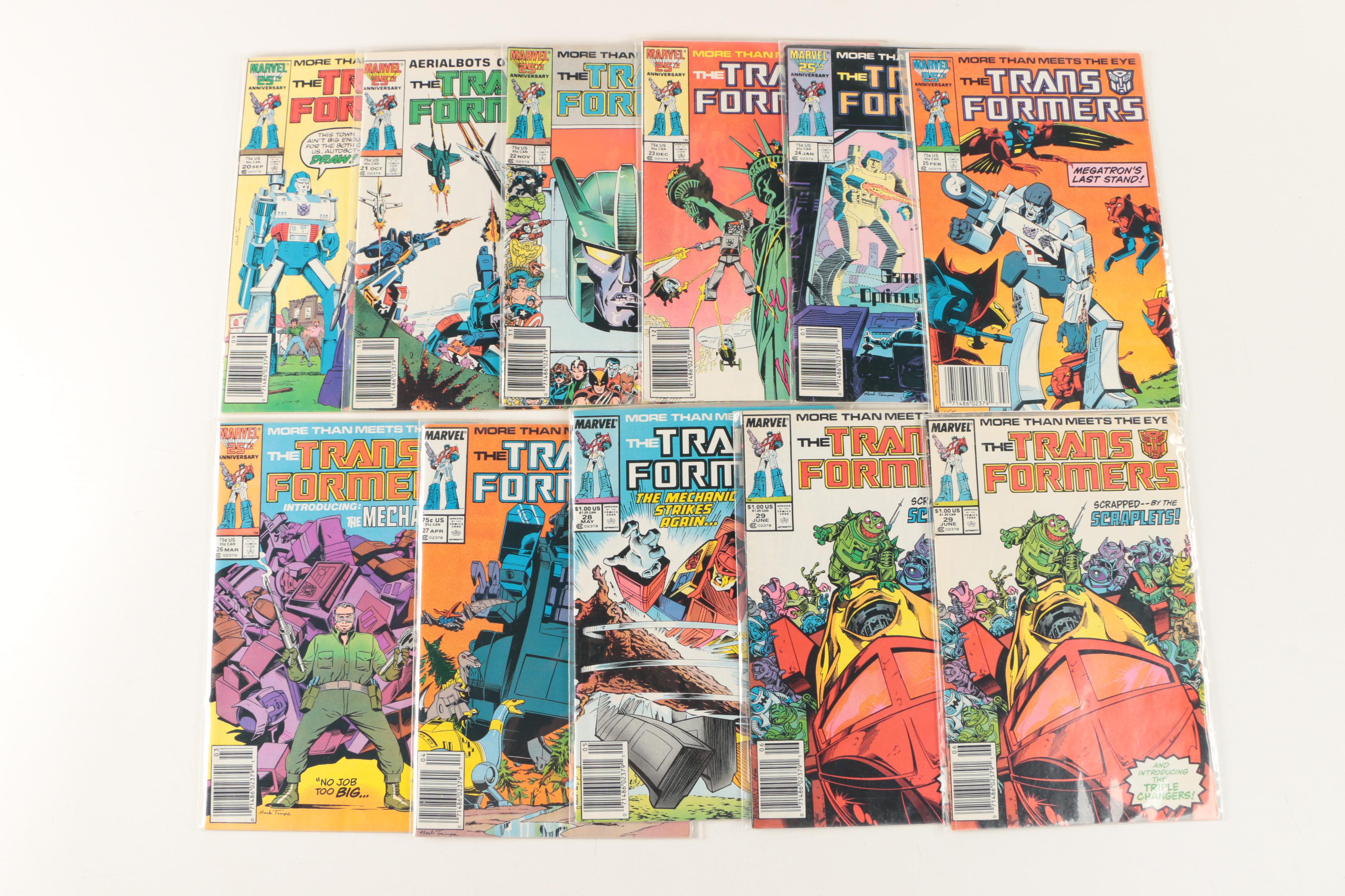 Collection of Marvel Comics featuring Transformers, G.I. Joe, and Thundercats
