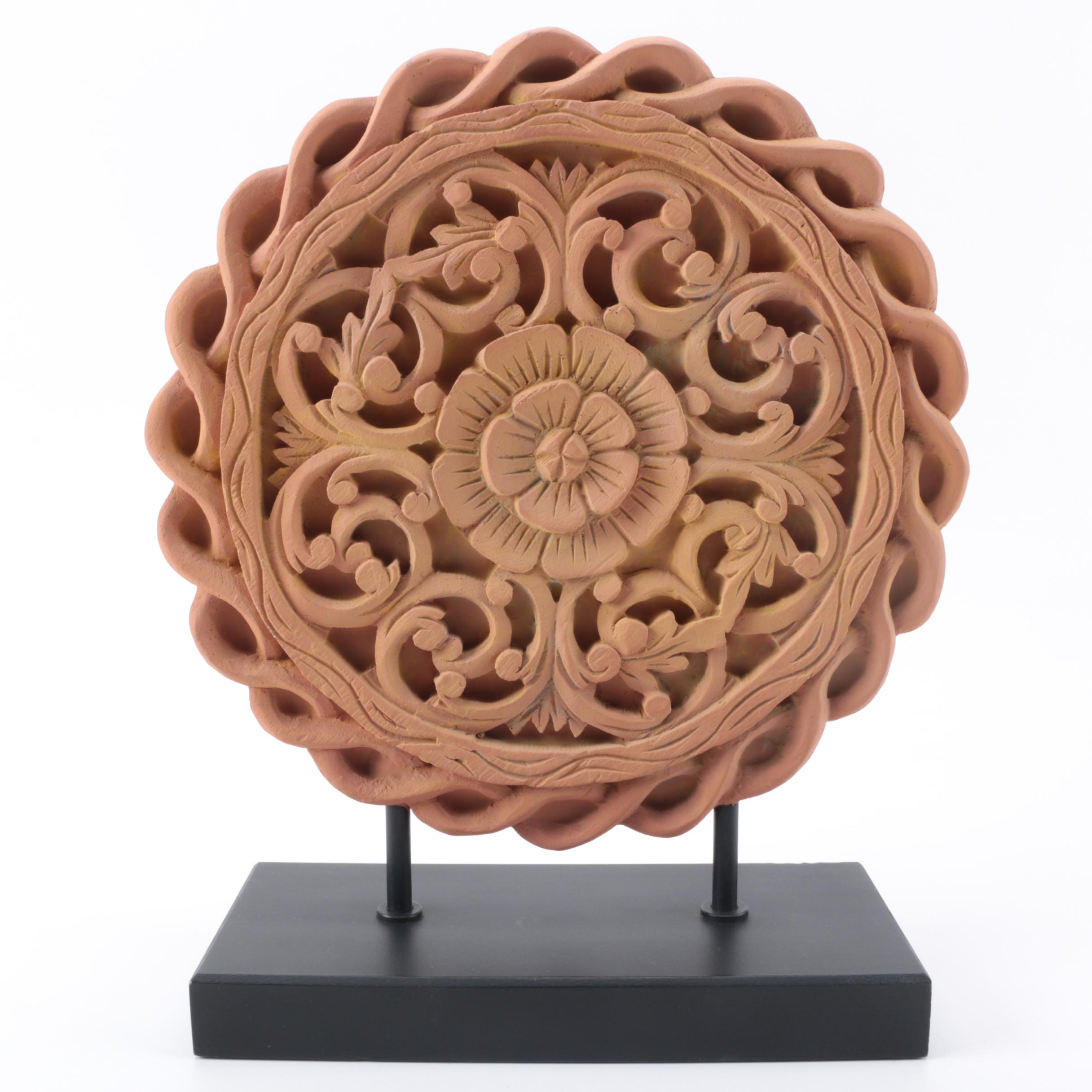 Pair of Pottery Barn Wooden Candle Holders with Decor