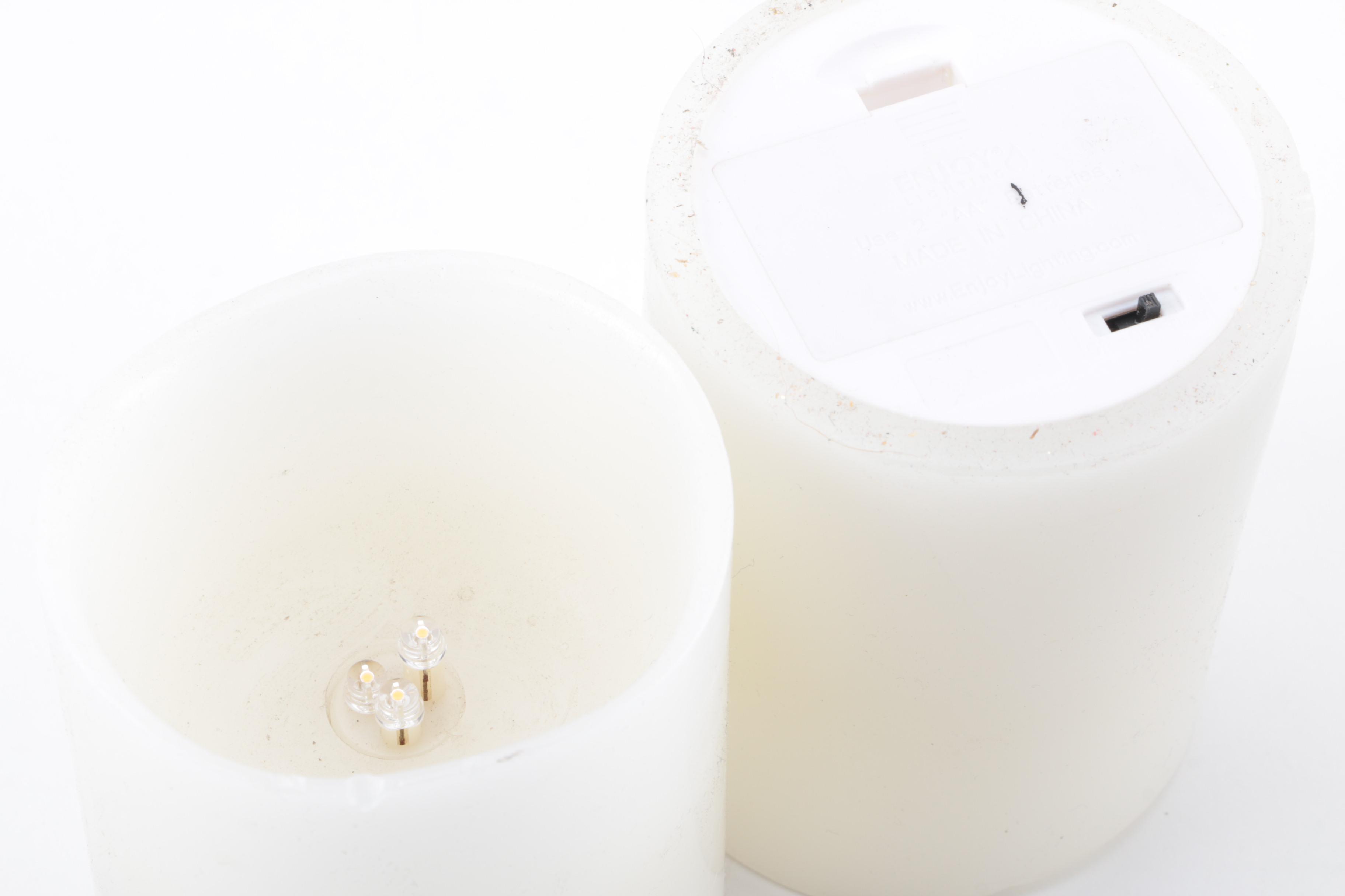 Pair of Pottery Barn Wooden Candle Holders with Decor