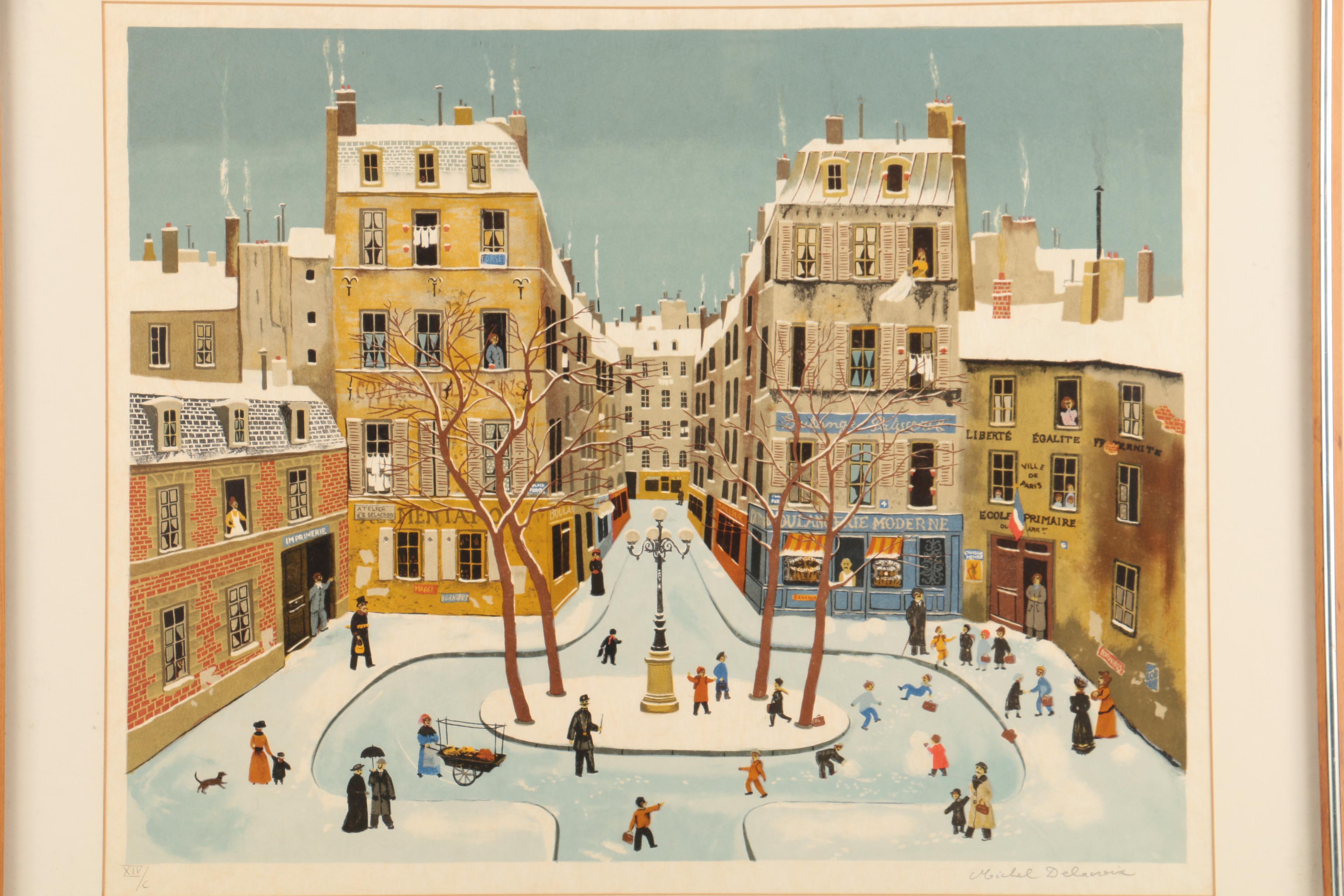 Delacroix Limited Edition Lithograph "La Place Furstenberg, Paris 1975"