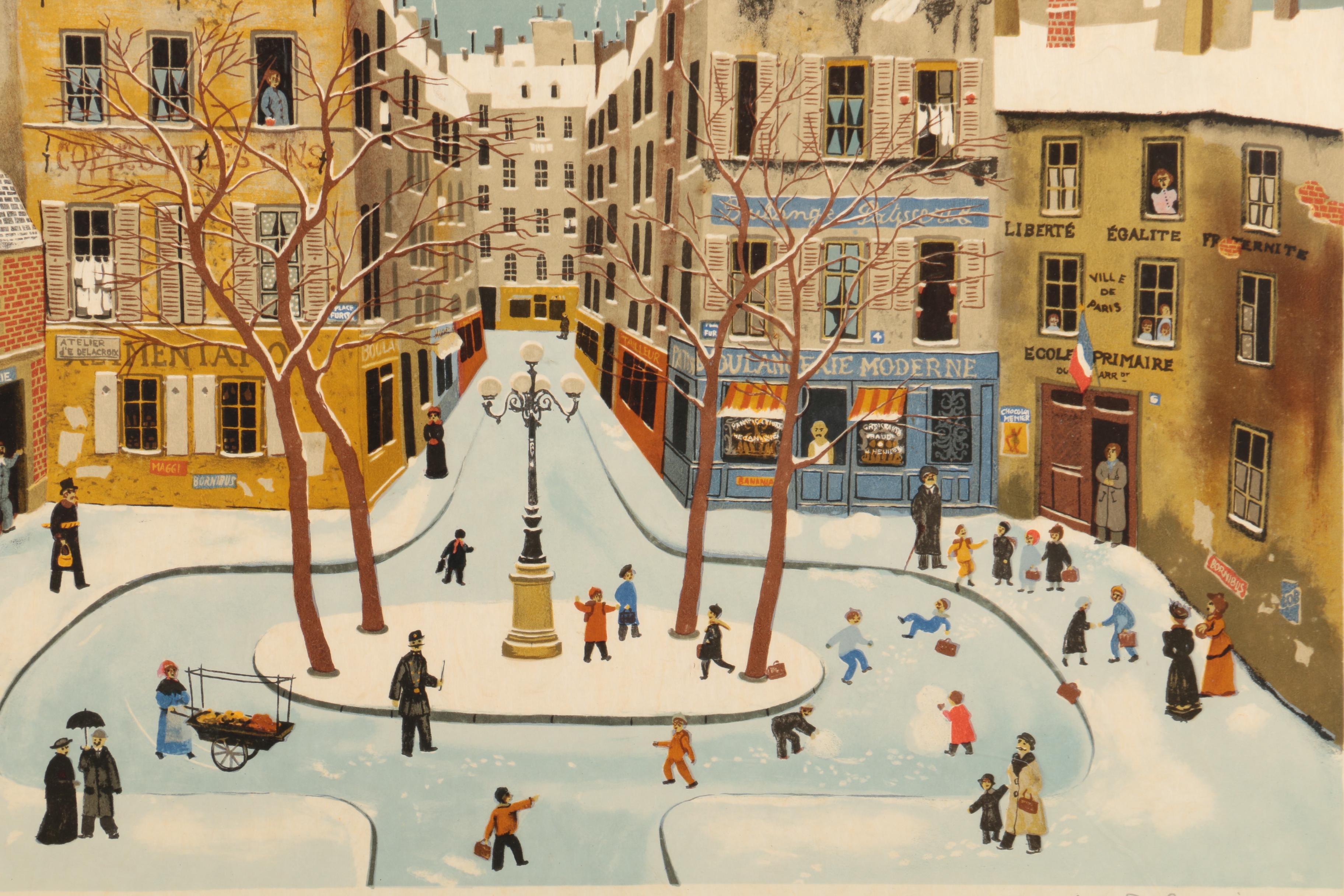 Delacroix Limited Edition Lithograph "La Place Furstenberg, Paris 1975