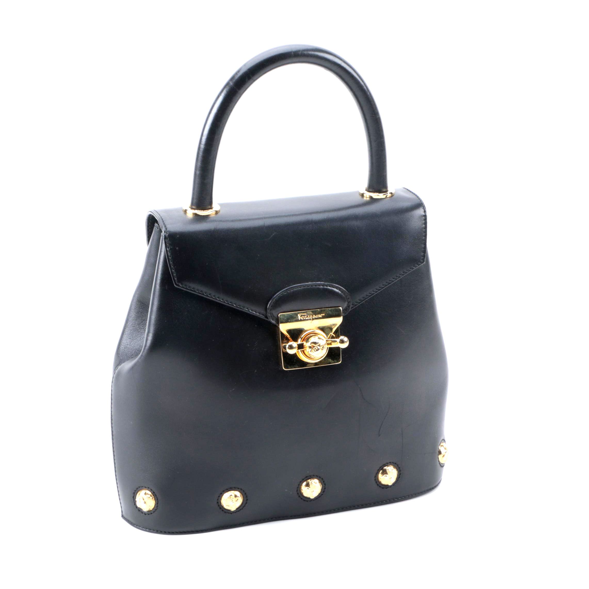 Salvatore Ferragamo Black Leather Handbag