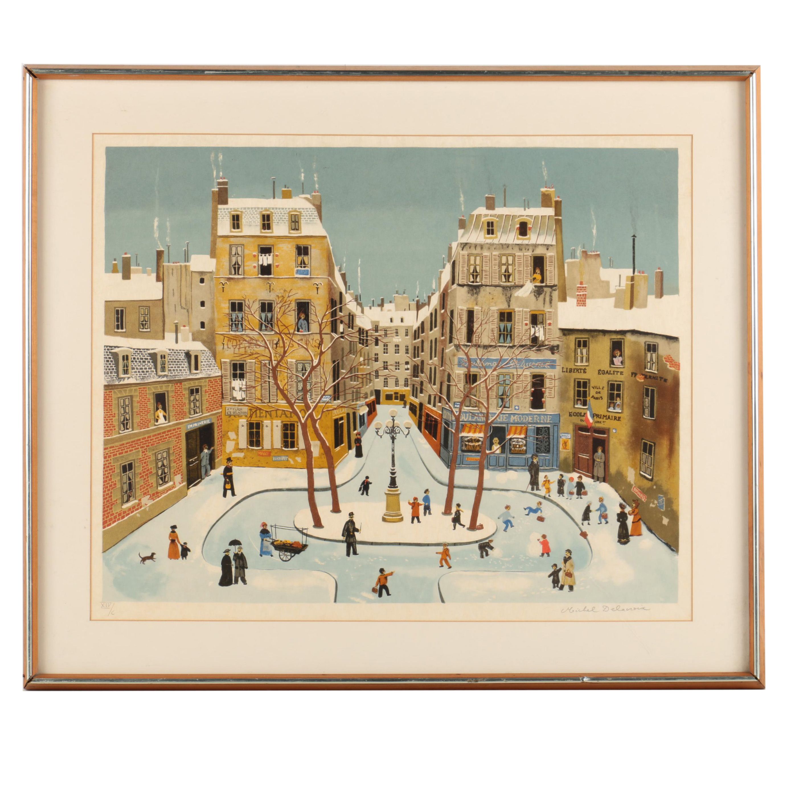 Delacroix Limited Edition Lithograph "La Place Furstenberg, Paris 1975"