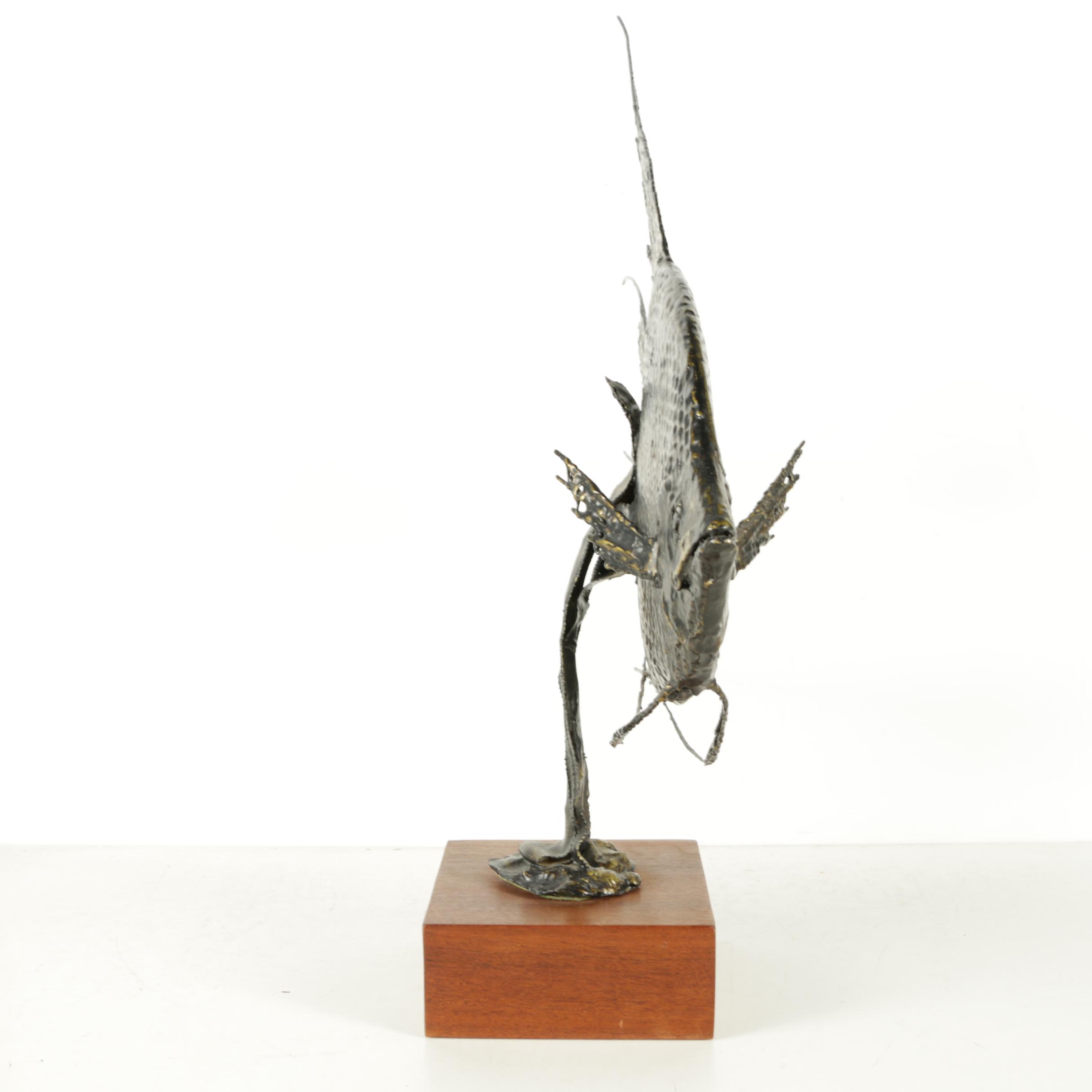 Frank Cesna Metallic Patina Sculpture of an Angelfish