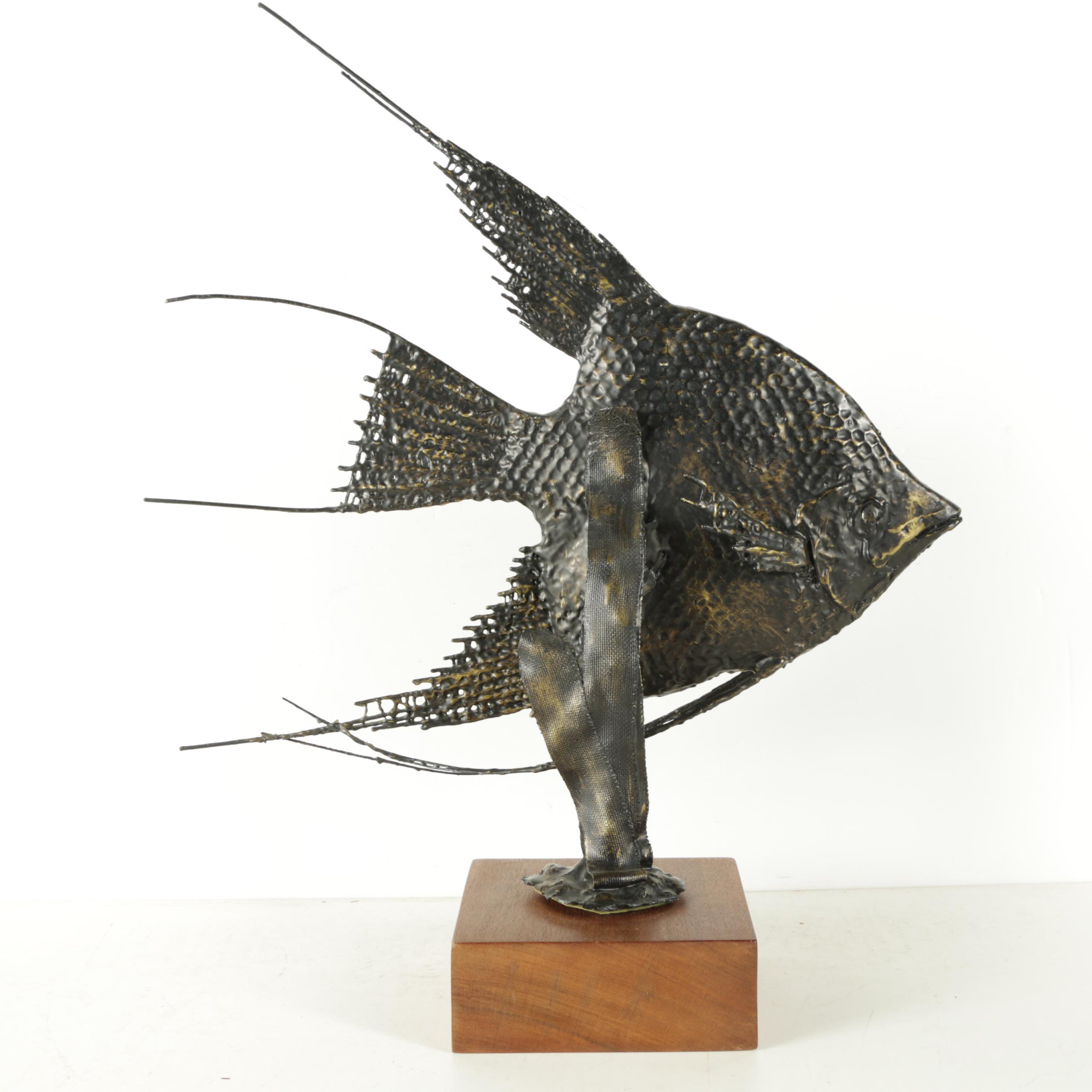 Frank Cesna Metallic Patina Sculpture of an Angelfish