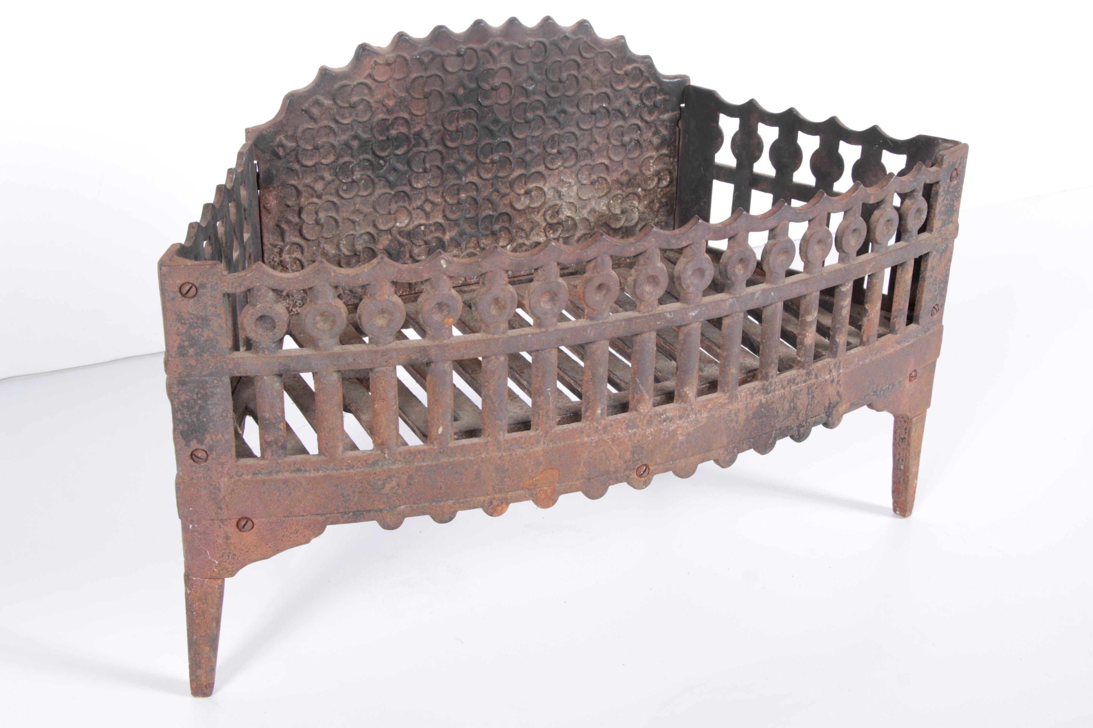 S. M. Howes Vintage Cast Iron Basket Fireplace Grate