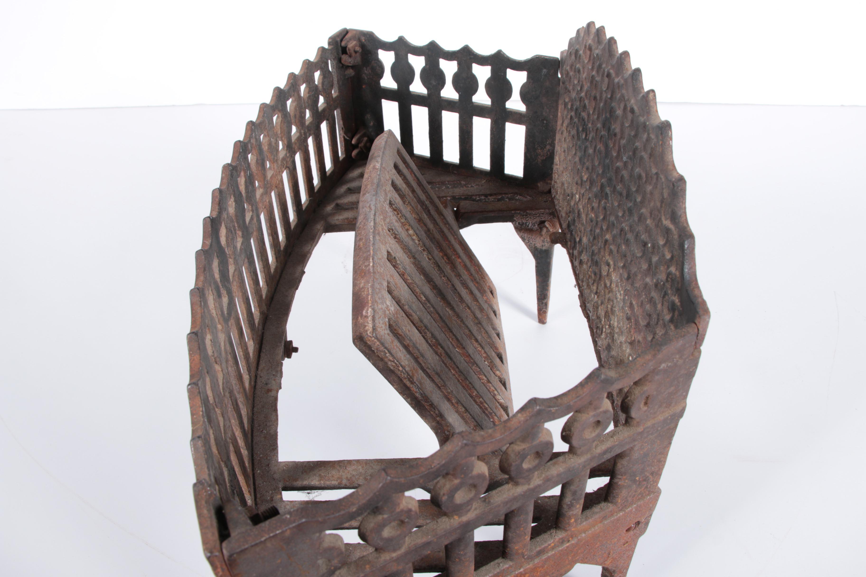 S. M. Howes Vintage Cast Iron Basket Fireplace Grate