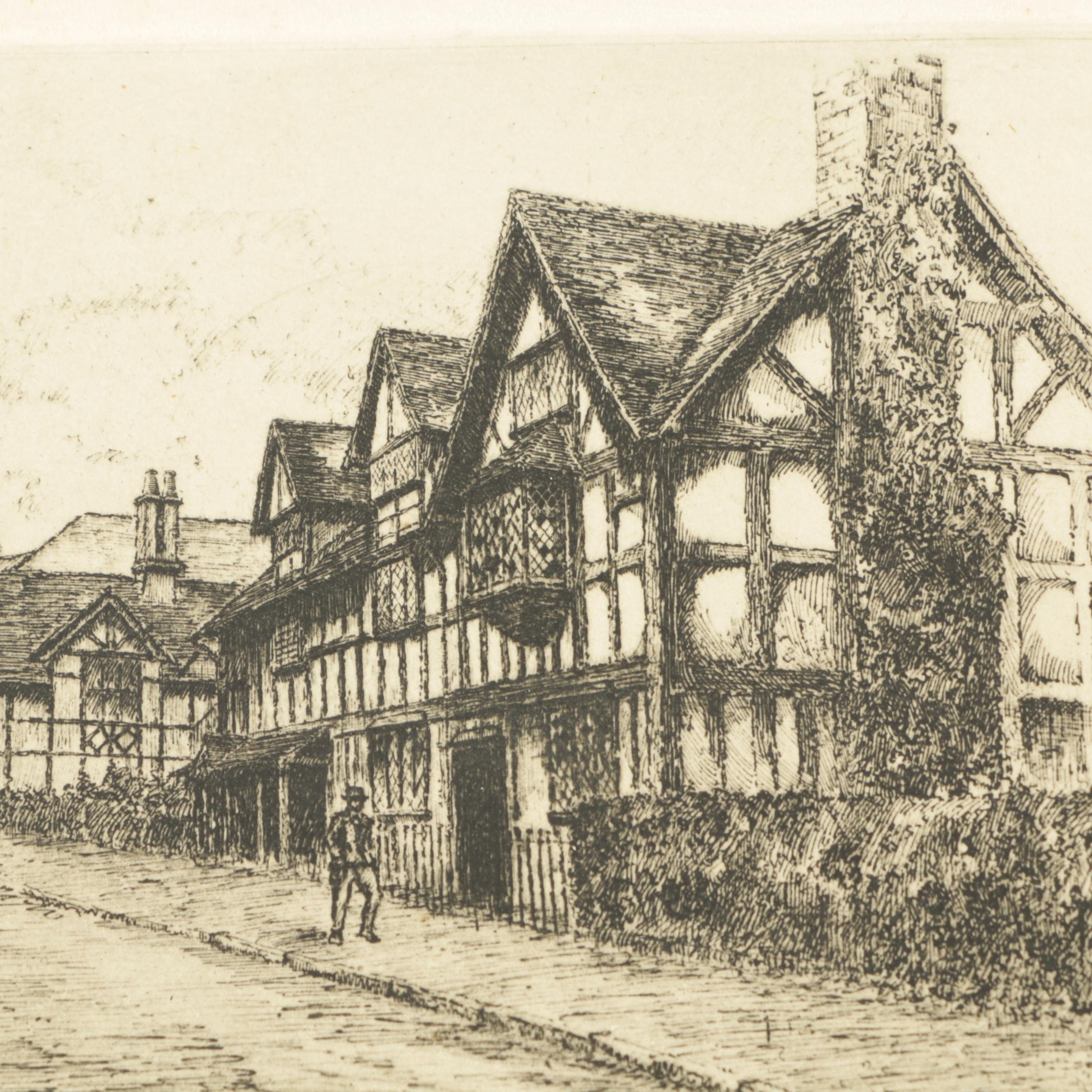 Edward J. Cherry Etching on Paper of Stratford-On-Avon