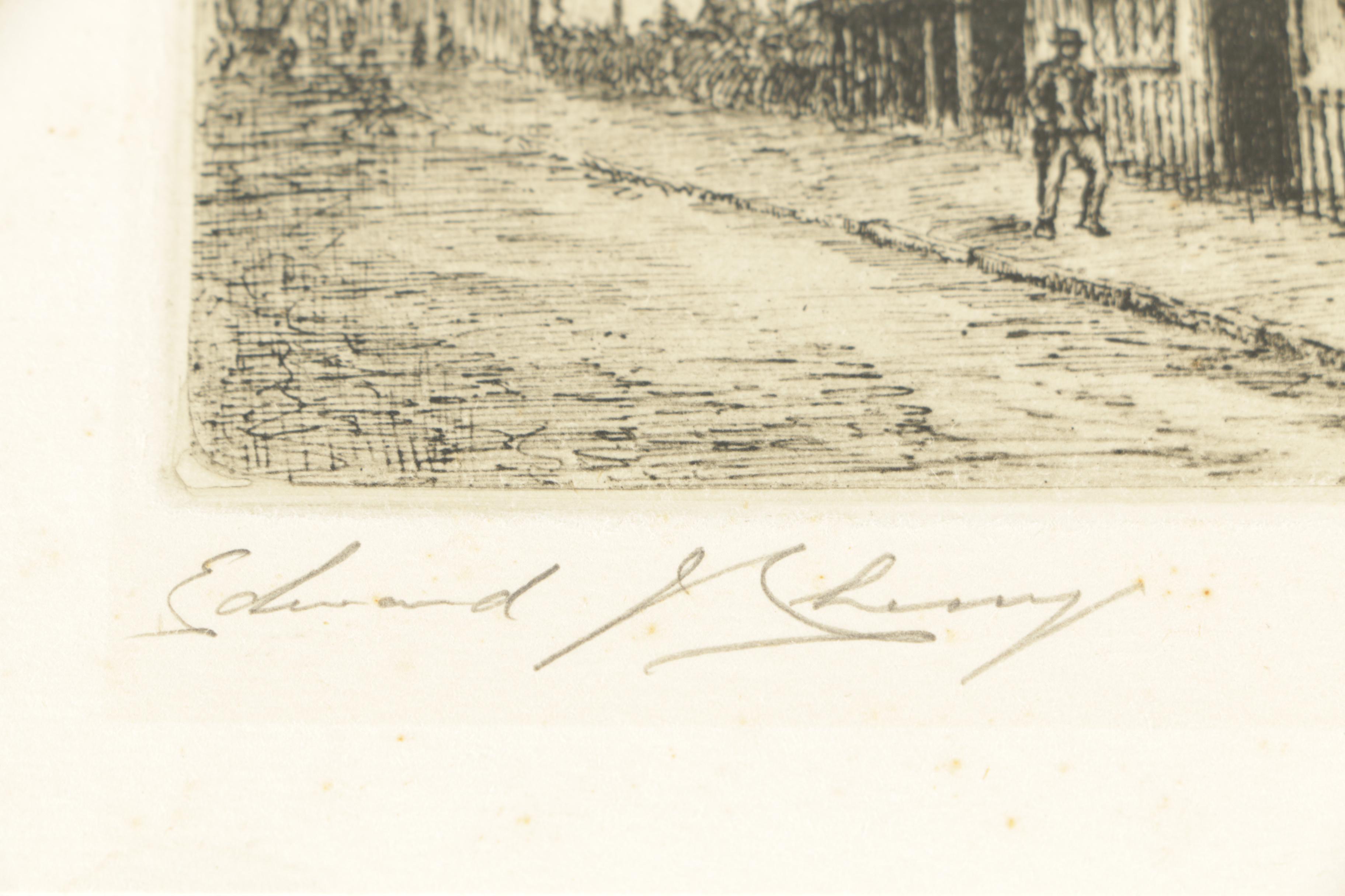 Edward J. Cherry Etching on Paper of Stratford-On-Avon