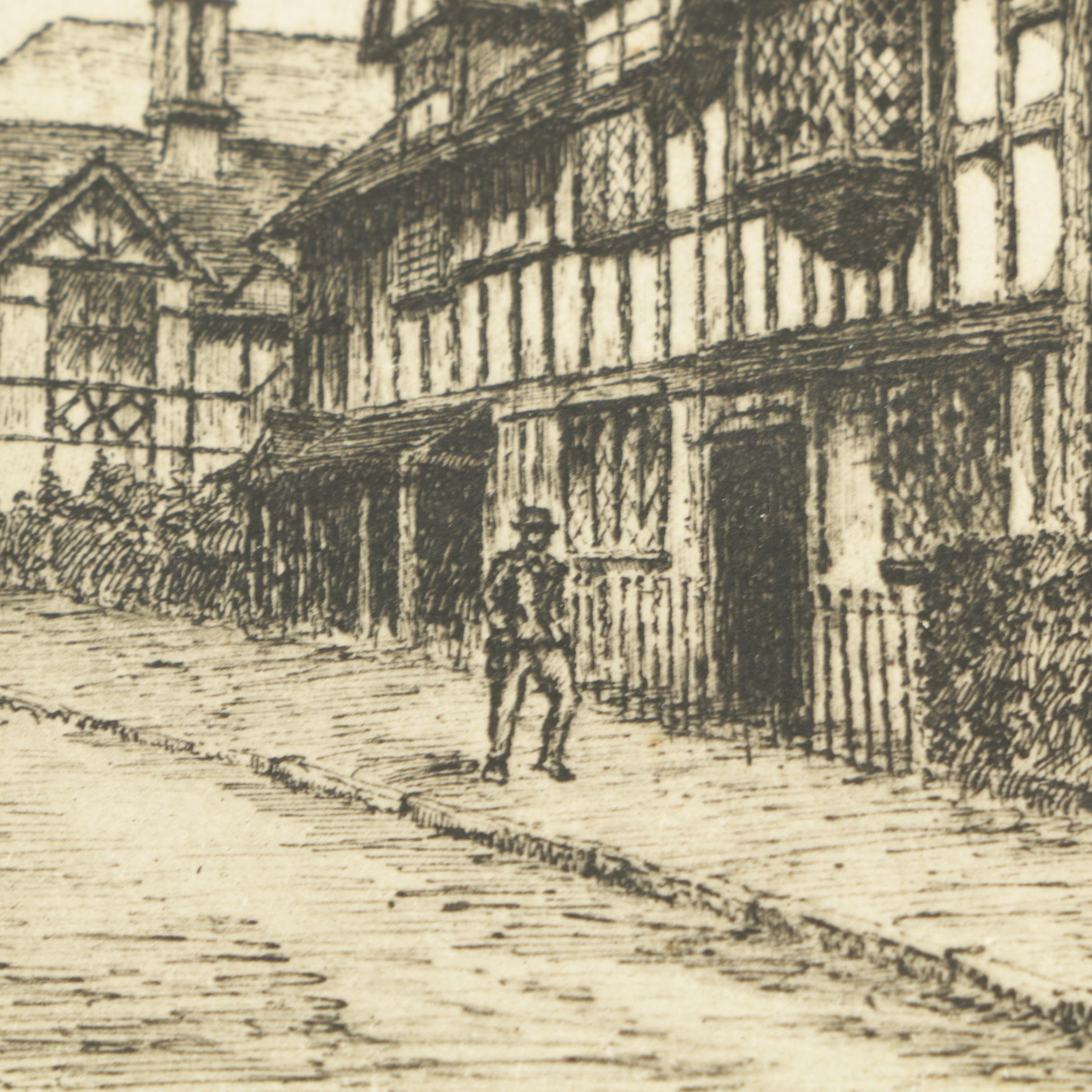 Edward J. Cherry Etching on Paper of Stratford-On-Avon