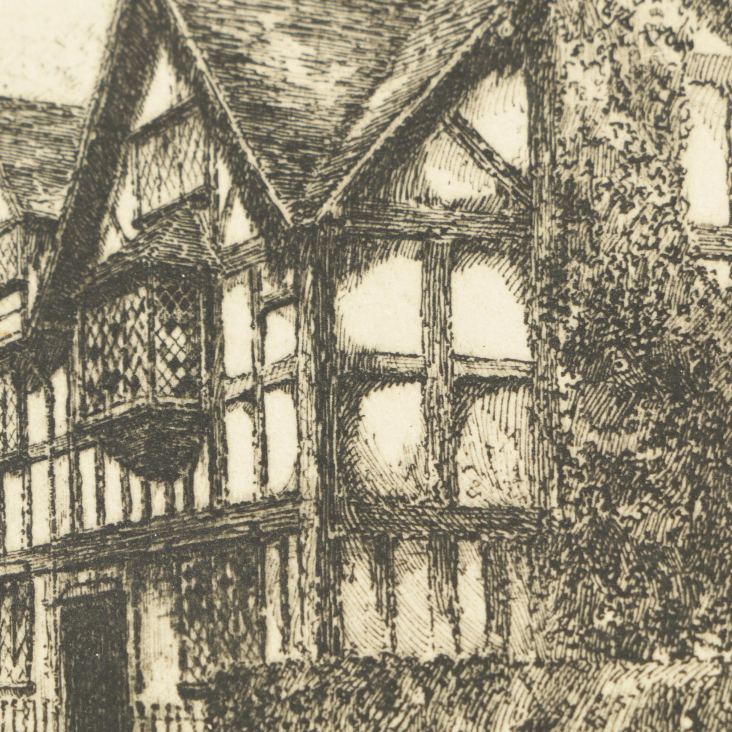 Edward J. Cherry Etching on Paper of Stratford-On-Avon