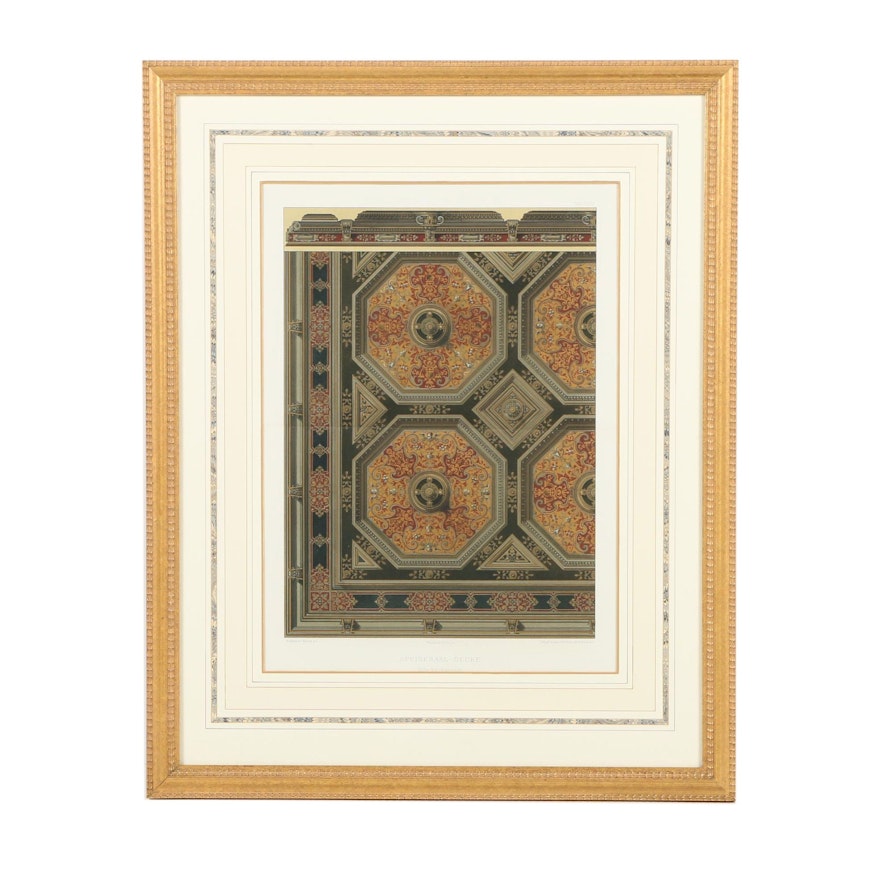 Chromolithograph "Speisesaal - Decke" From Ernst Ewald's "Farbige Decorationen"