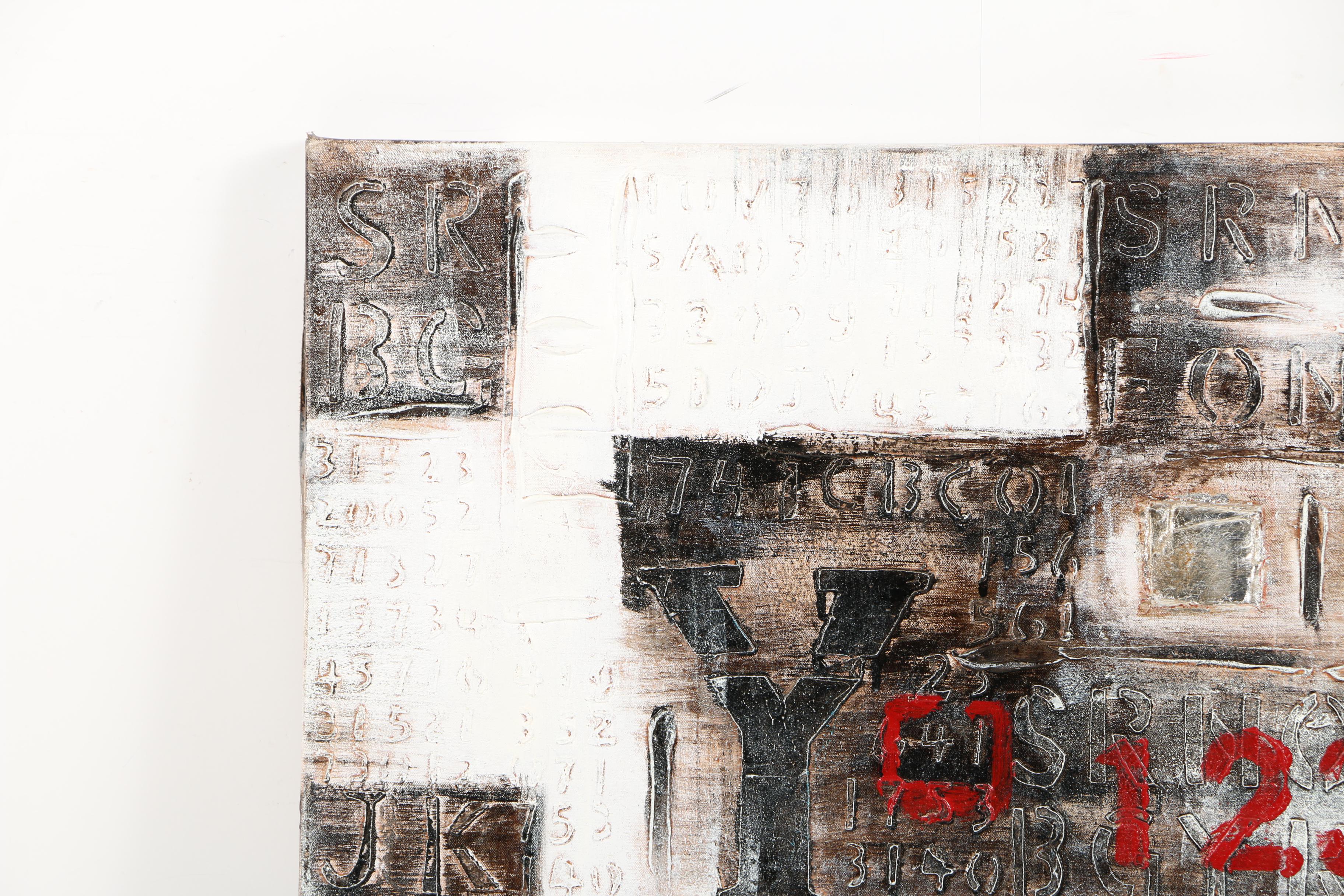 Mixed Media Work on Canvas of Calligraphic Text