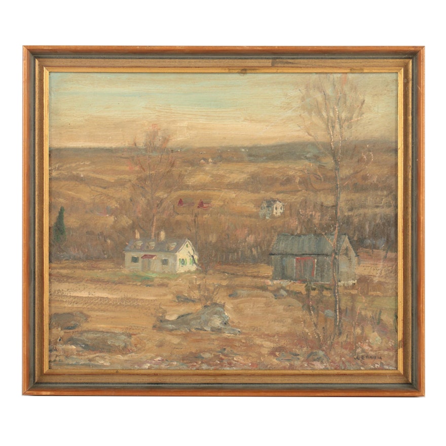 Oil Painting on Board of Farmscape