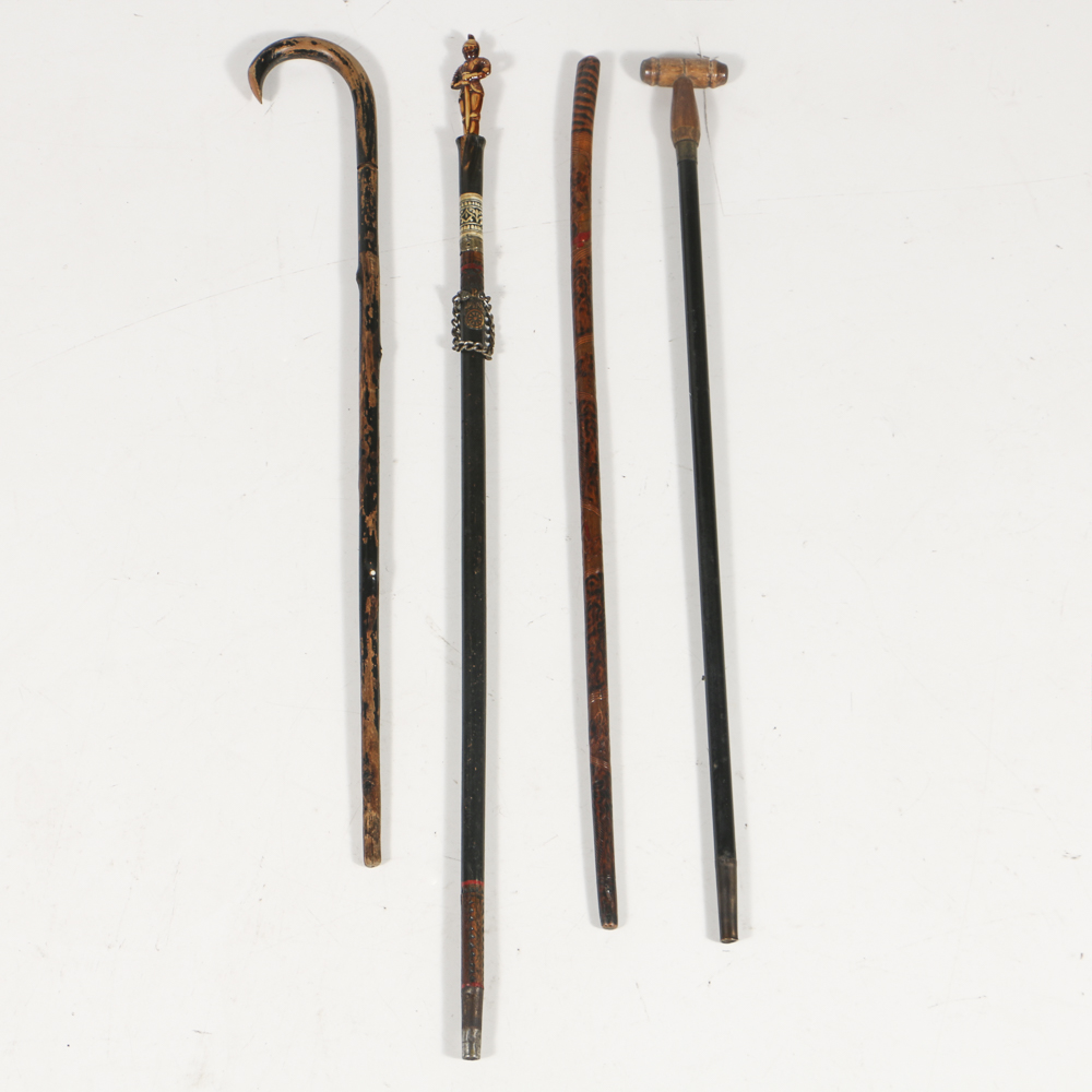 Vintage Walking Canes, Including Three with Hidden Blades