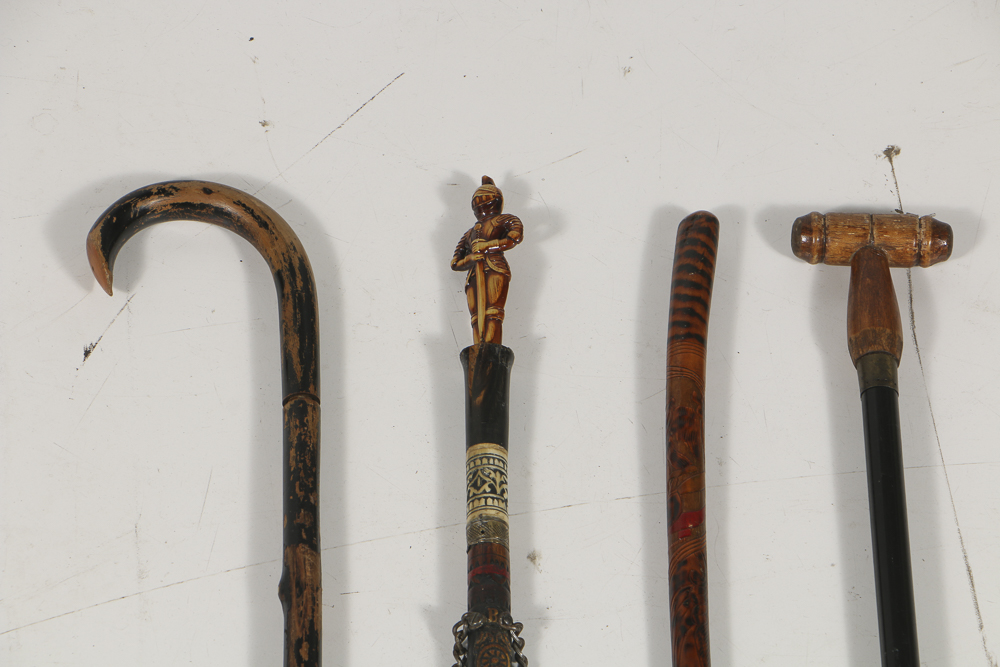 Vintage Walking Canes, Including Three with Hidden Blades