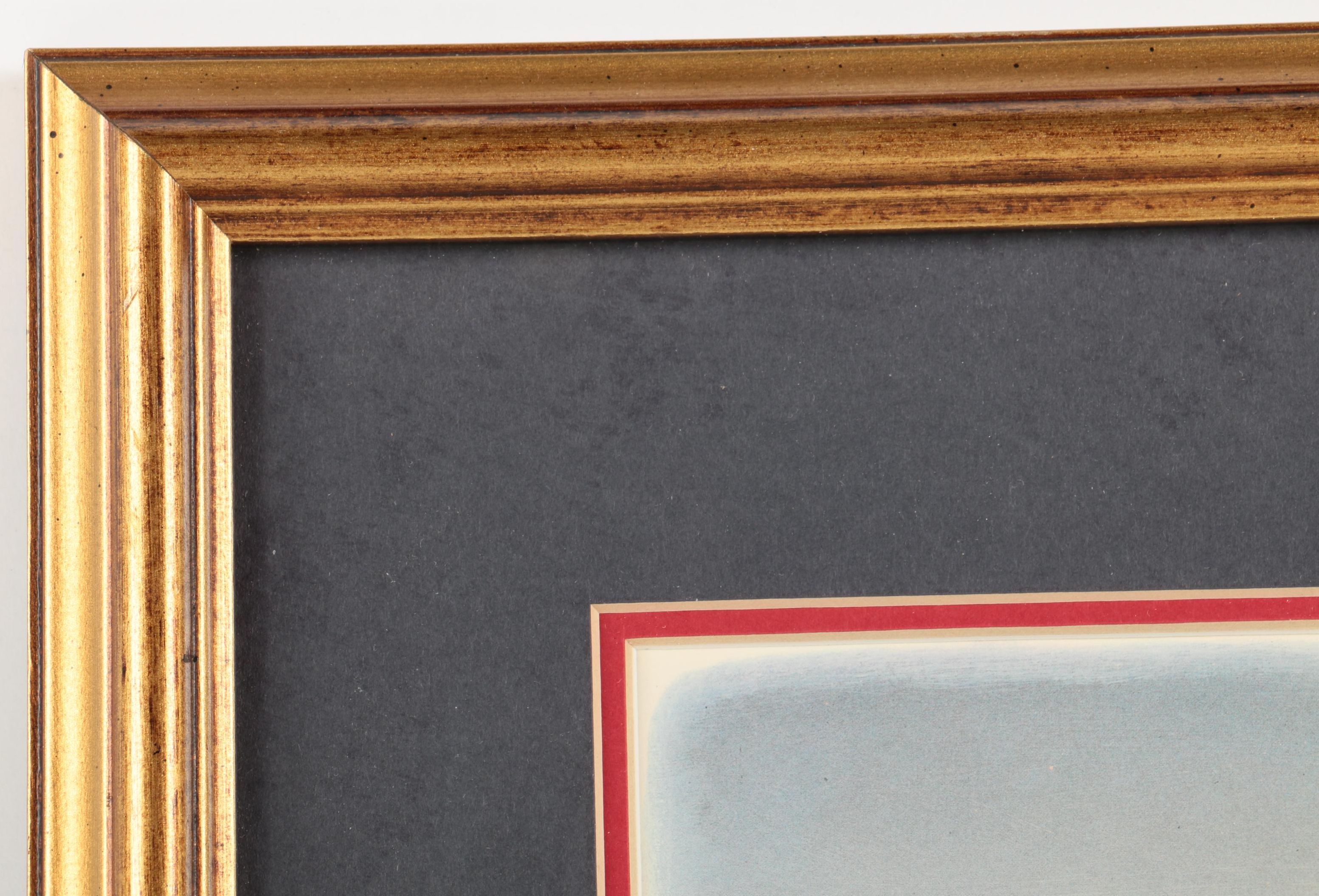 Reproduction After Chas Lundgren's "USS Hartford" with a Bicentennial Stamp