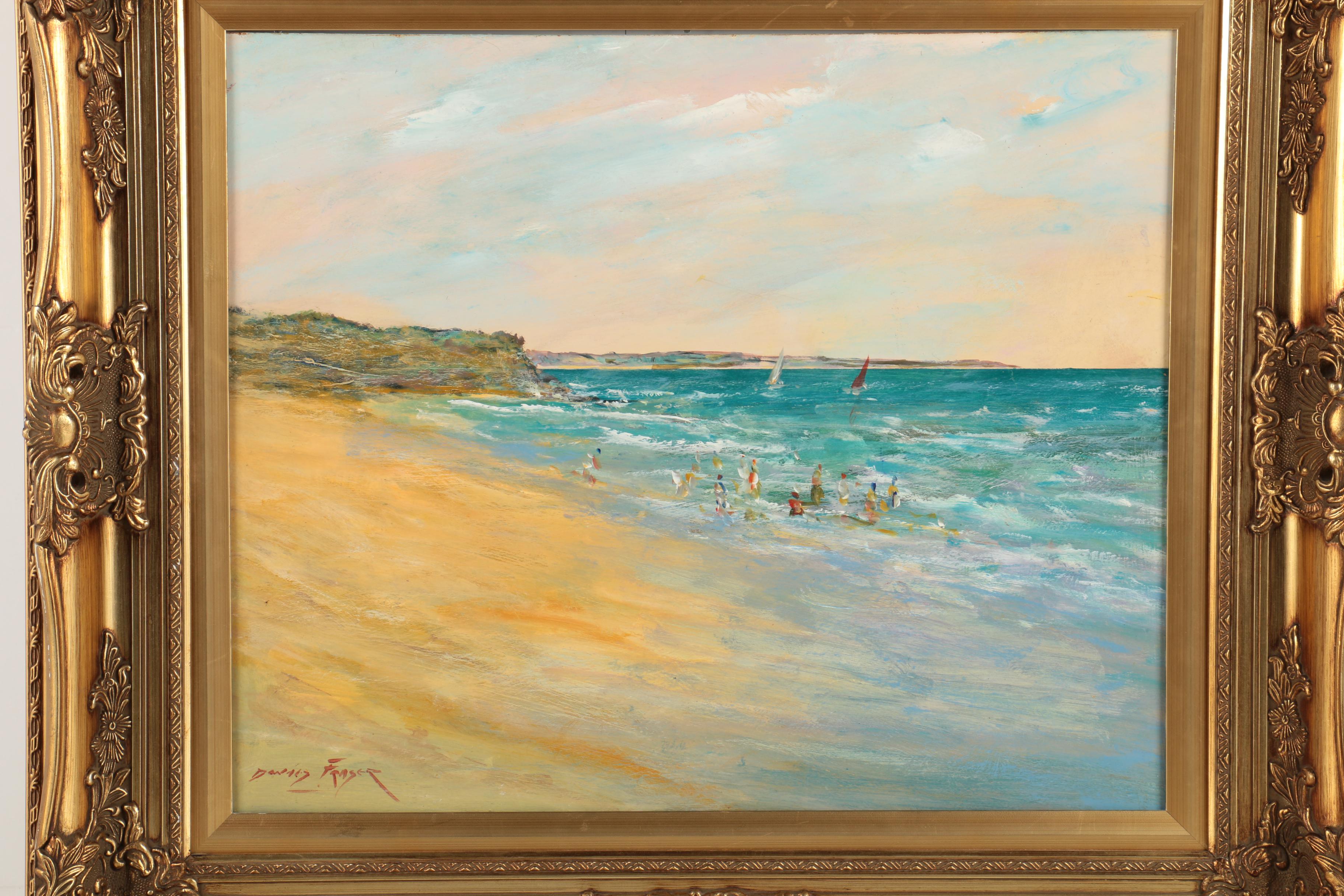 Donald Fraser Oil Painting on Canvas of a Beach Scene