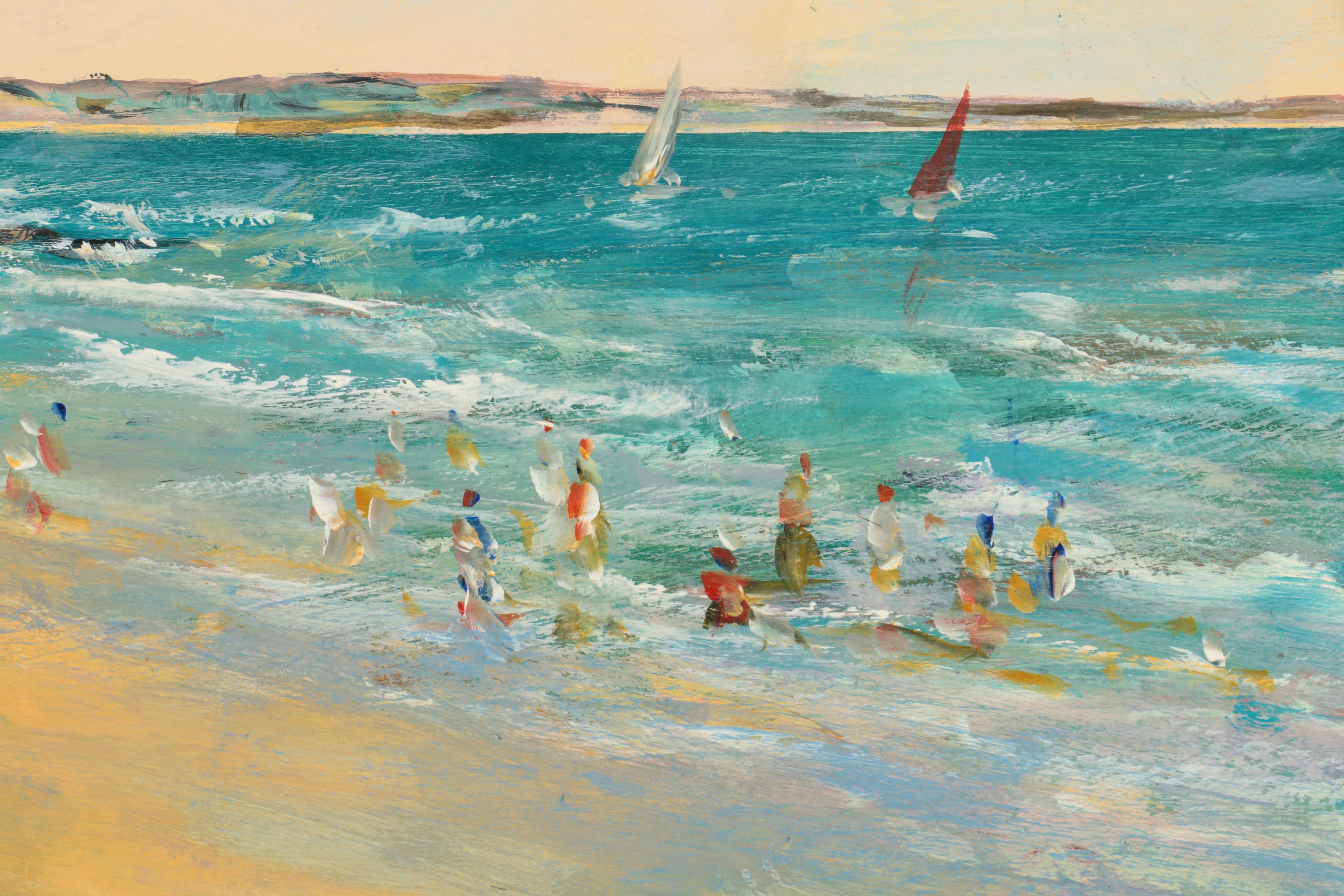 Donald Fraser Oil Painting on Canvas of a Beach Scene