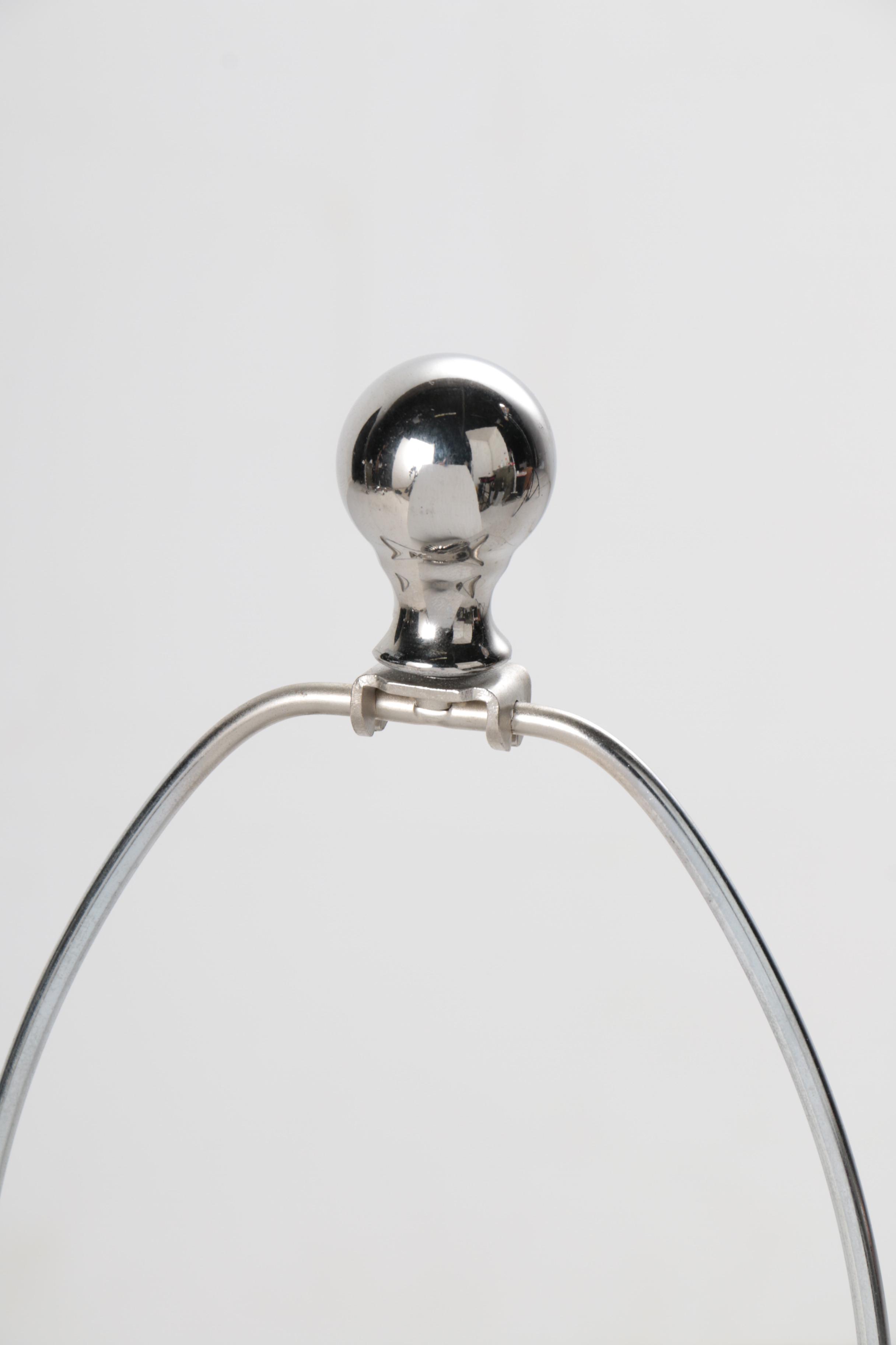 Pair of Silver Tone Contemporary Table Lamps