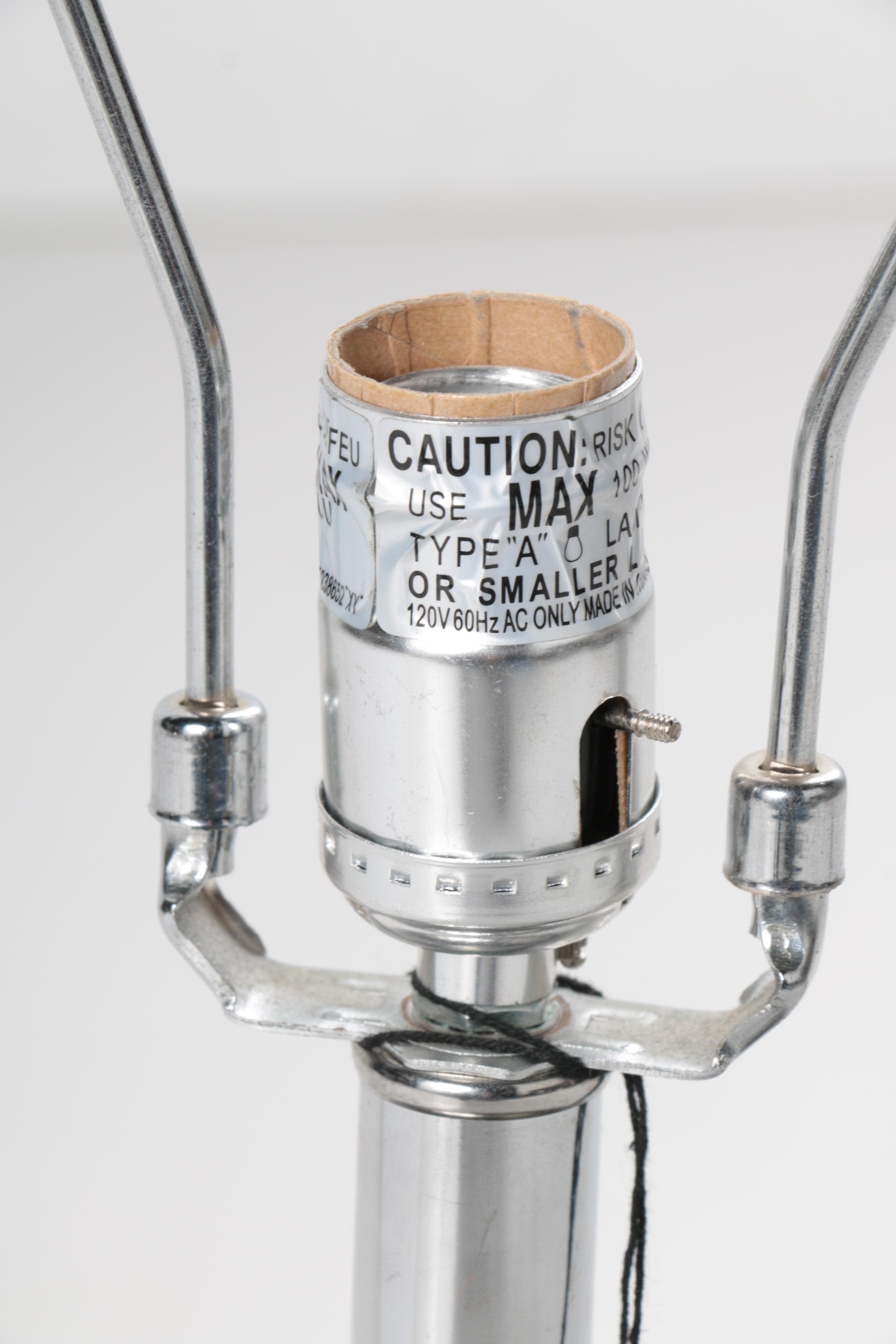 Pair of Silver Tone Contemporary Table Lamps