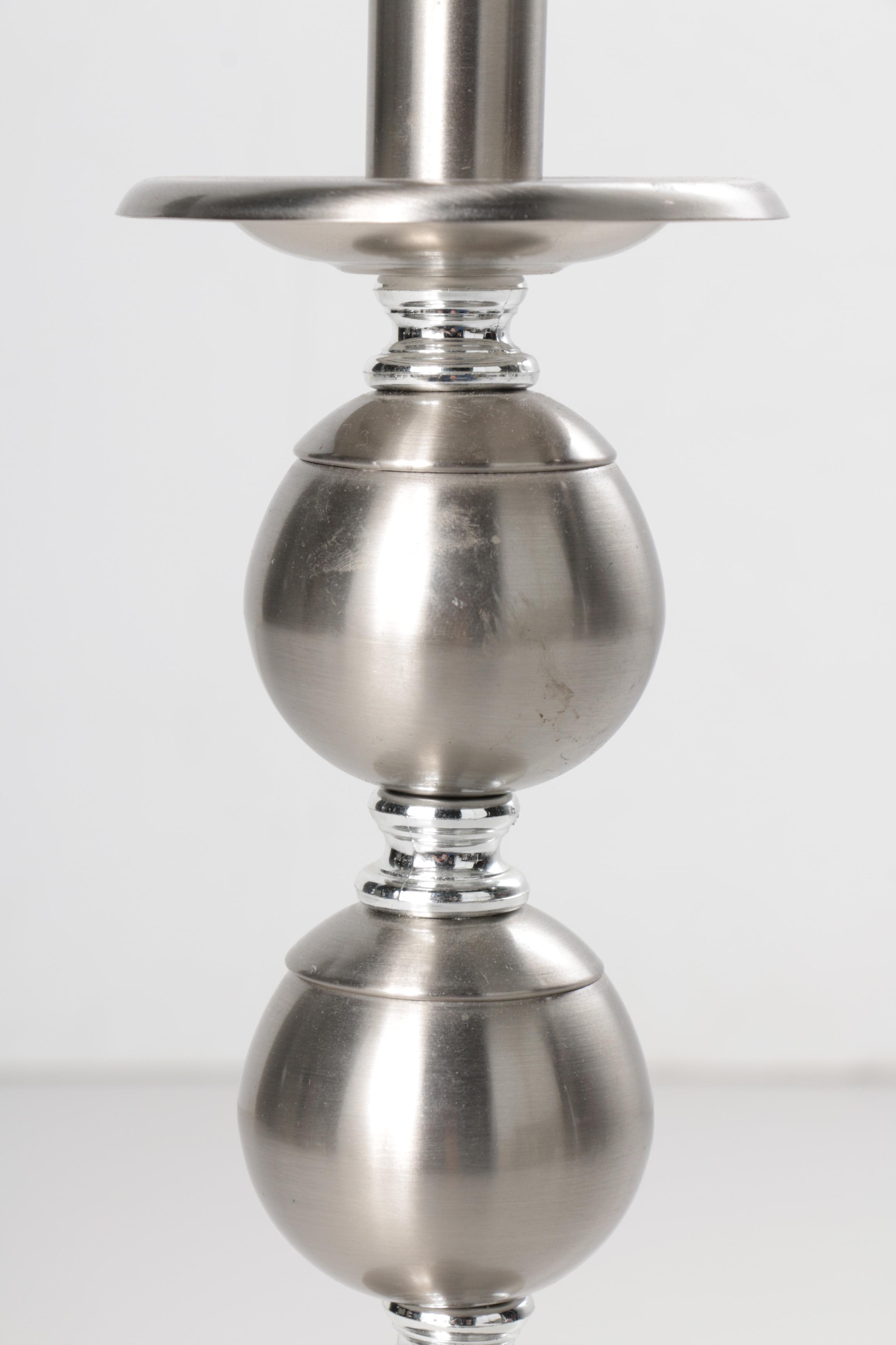 Pair of Silver Tone Contemporary Table Lamps