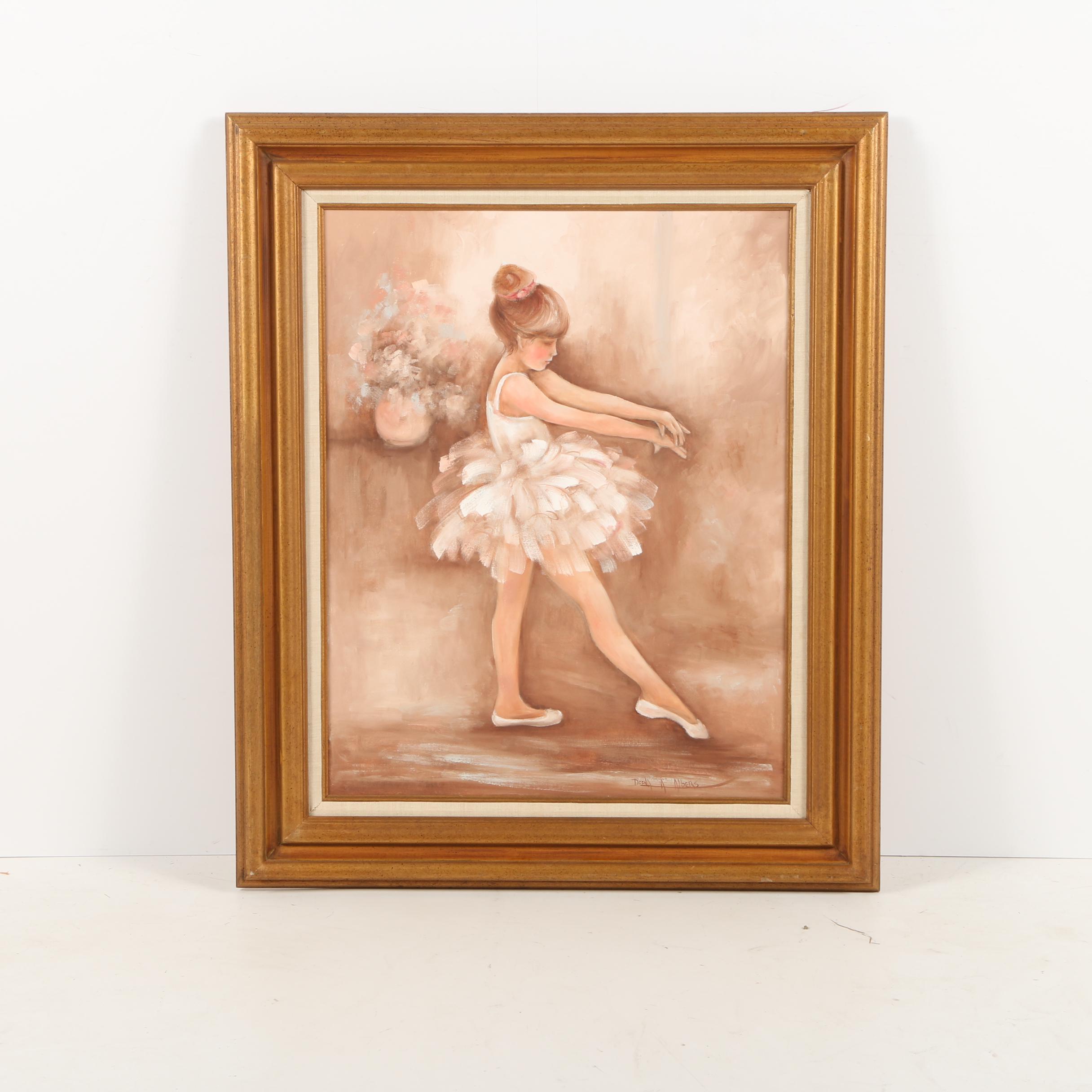 Deena A. Albers Oil Painting of a Young Ballerina