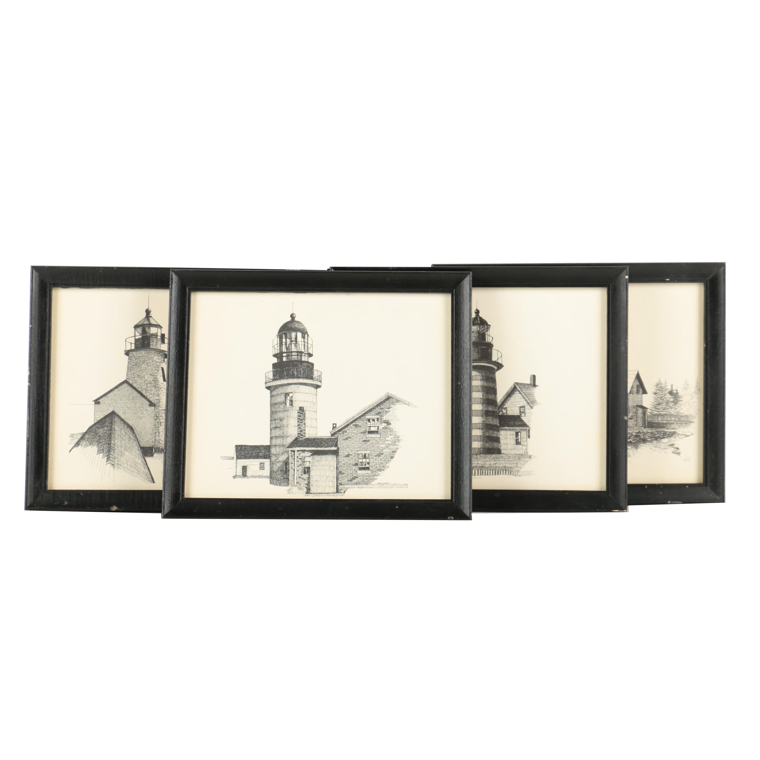 Dan Cake Ink Drawings of Light Houses