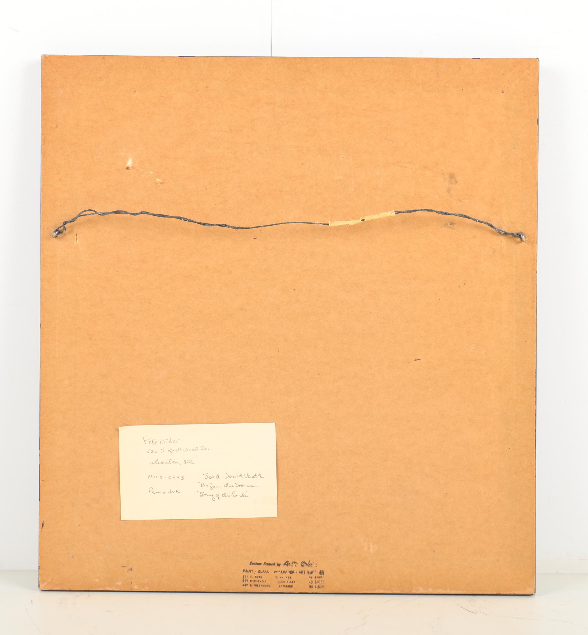 Pete Miller Pen and Ink Drawing of a Man Fishing