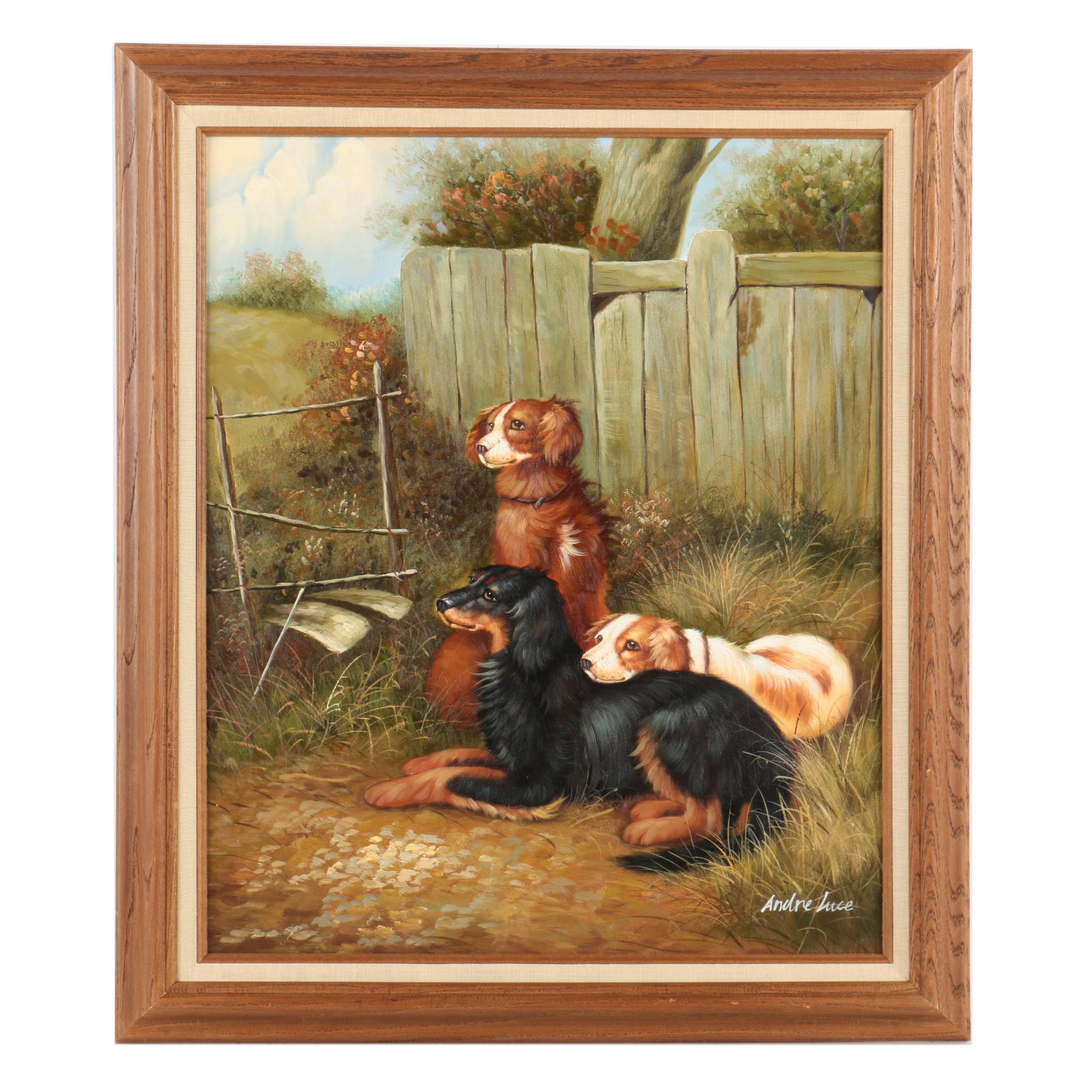 Andre Luce Oil on Canvas of Setters