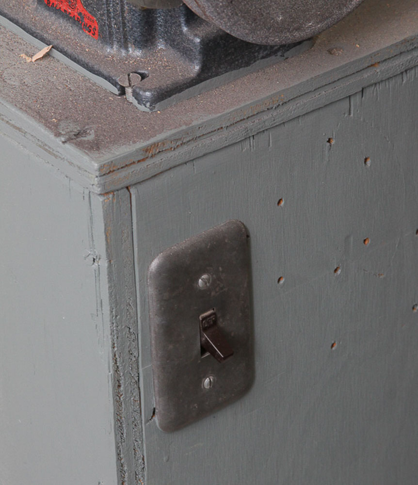 Vintage Powr-Kraft Bench Grinder and Band Saw with Cabinet