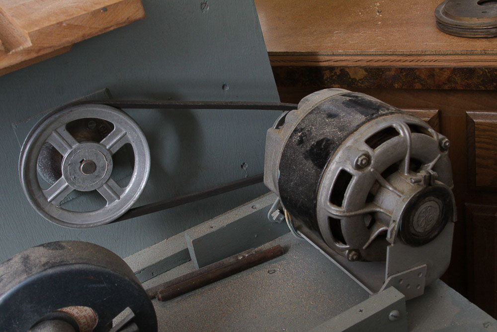 Vintage Powr-Kraft Bench Grinder and Band Saw with Cabinet