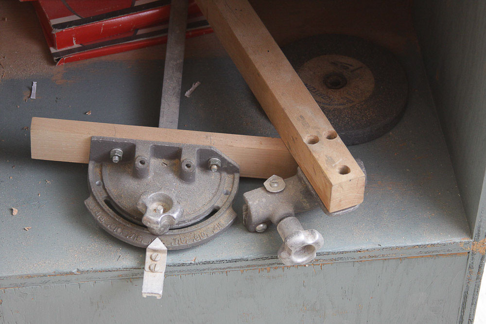 Vintage Powr-Kraft Bench Grinder and Band Saw with Cabinet