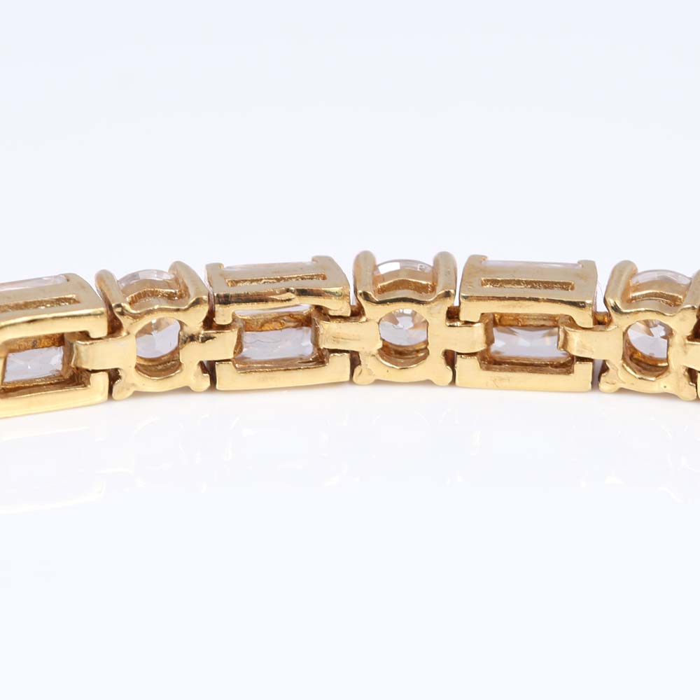 Gold Wash Over Sterling Silver Bracelets with Cubic Zirconia Stones