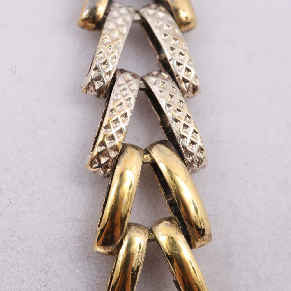 Gold Wash Over Sterling Silver Bracelets with Cubic Zirconia Stones